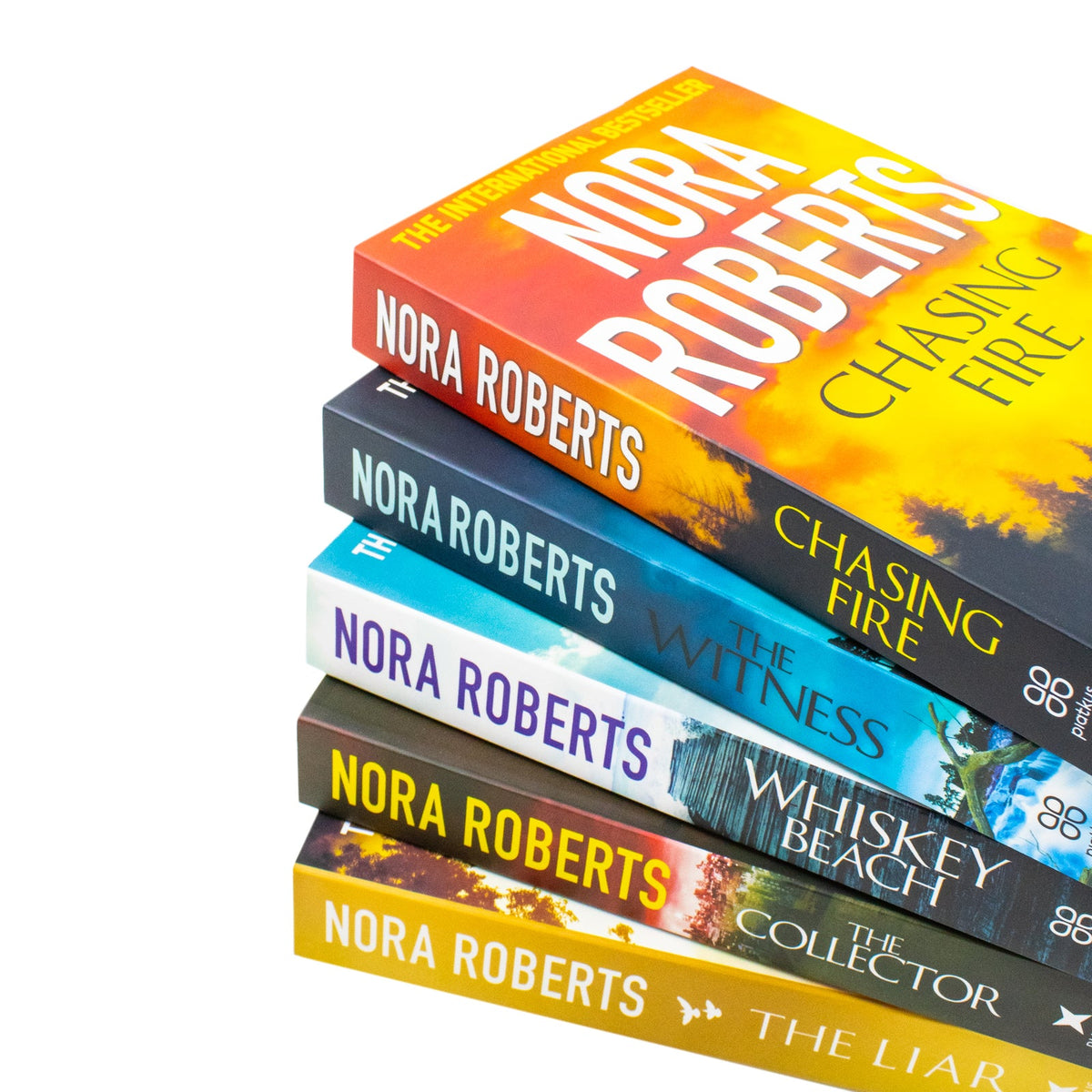 Nora Robert 5 Book Collection Set (Chasing Fire,The Collector,The Witness,Whiskey Beach,The Liar)