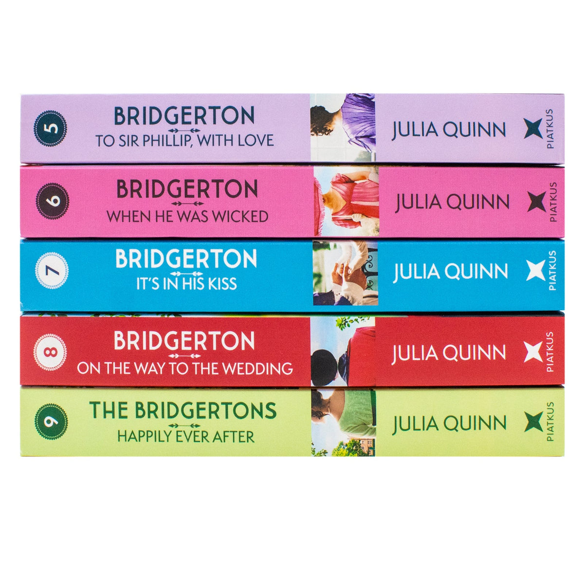 Bridgertons Series 5 Books Collection Set by Julia Quinn (Books 5–9) | To Sir Phillip, With Love, When He Was Wicked & More | Historical Romance