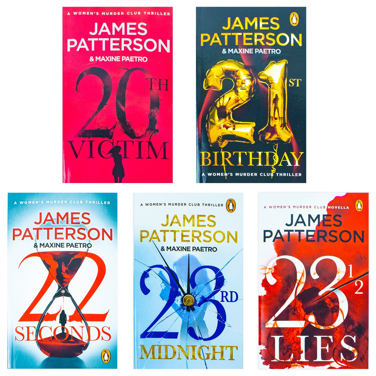 Women's Murder Club Series by James Patterson | 5 Book Collection Set (20th Victim,21st Birthday,22 Seconds,23rd Midnight, 23 1/2 Lies) Thriller Books