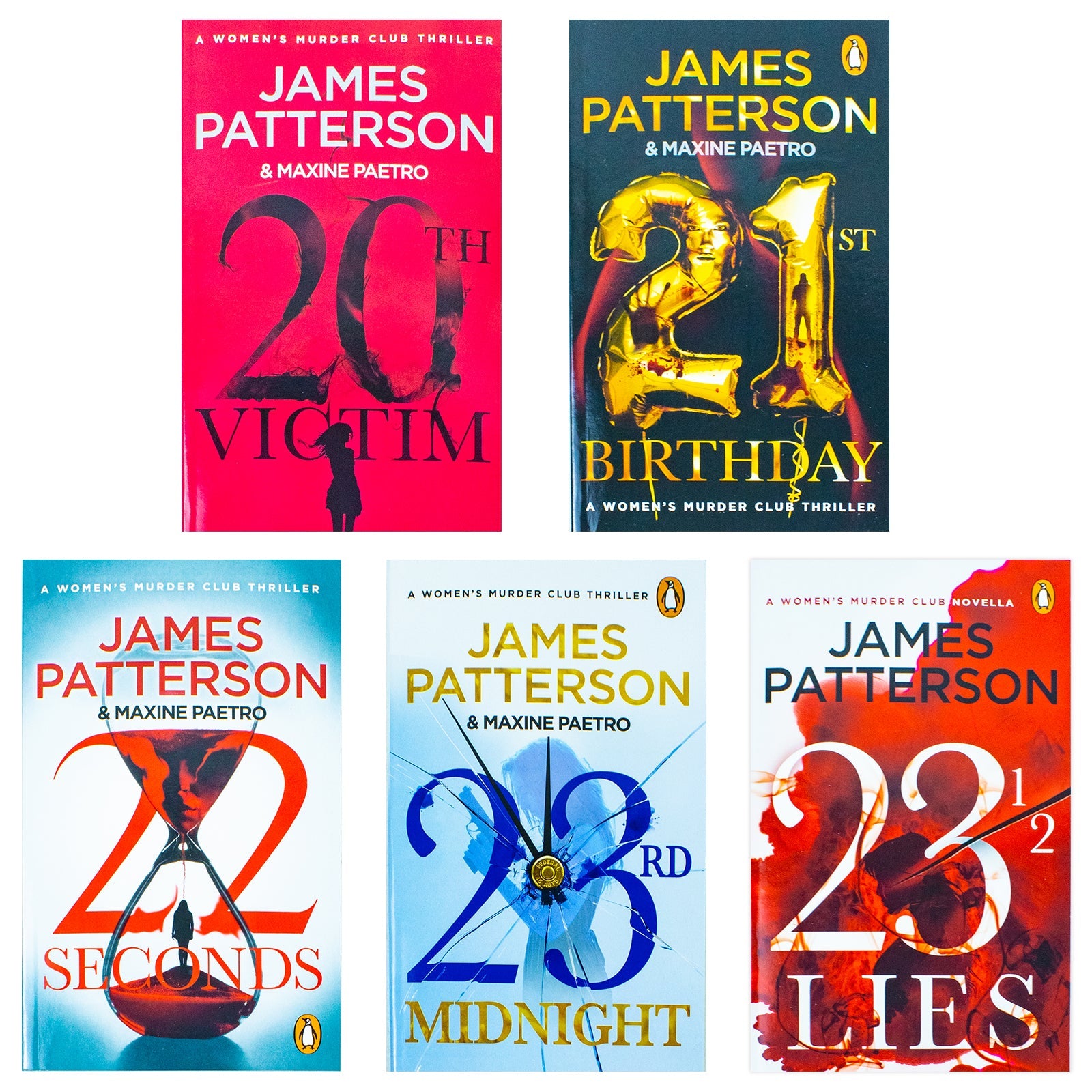 Women's Murder Club Series by James Patterson | 5 Book Collection Set (20th Victim,21st Birthday,22 Seconds,23rd Midnight, 23 1/2 Lies) Thriller Books
