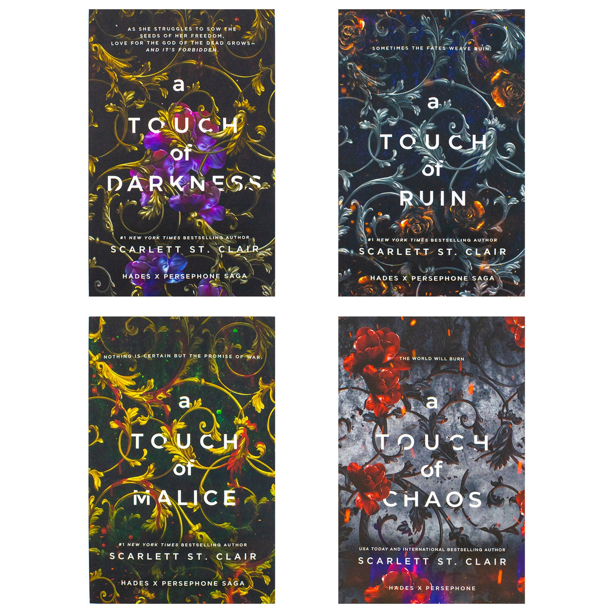 Hades X Persephone 4 Books Collection Set By Scarlett St. Clair (A Touch of Darkness, A Touch of Ruin, A Touch of Malice, A Touch of Chaos)