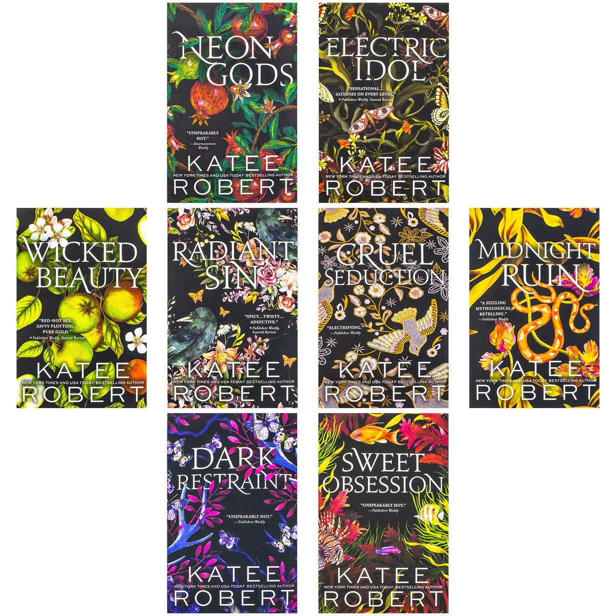 Dark Olympus Series By Katee Robert 8 Books Collection Set: Book 1-8 (Neon Gods, Electric Idol, Wicked Beauty, Radiant Sin, Cruel Seduction, Midnight Ruin, Dark Restraint, Sweet Obsession)