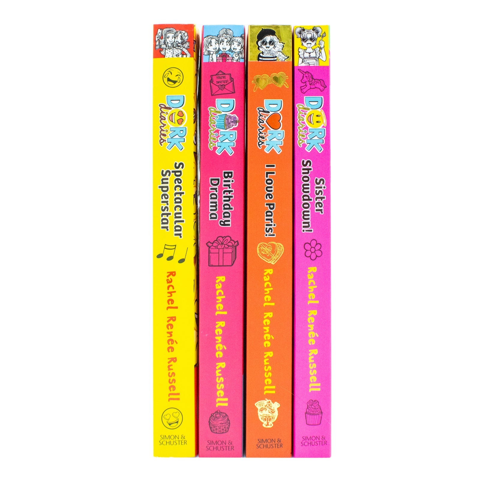 Dork Diaries Collection 4 Books Set (Volume 13-16) By Rachel Renee Russell (Birthday Drama!, Spectacular Superstar, I Love Paris!, Sister Showdown!)
