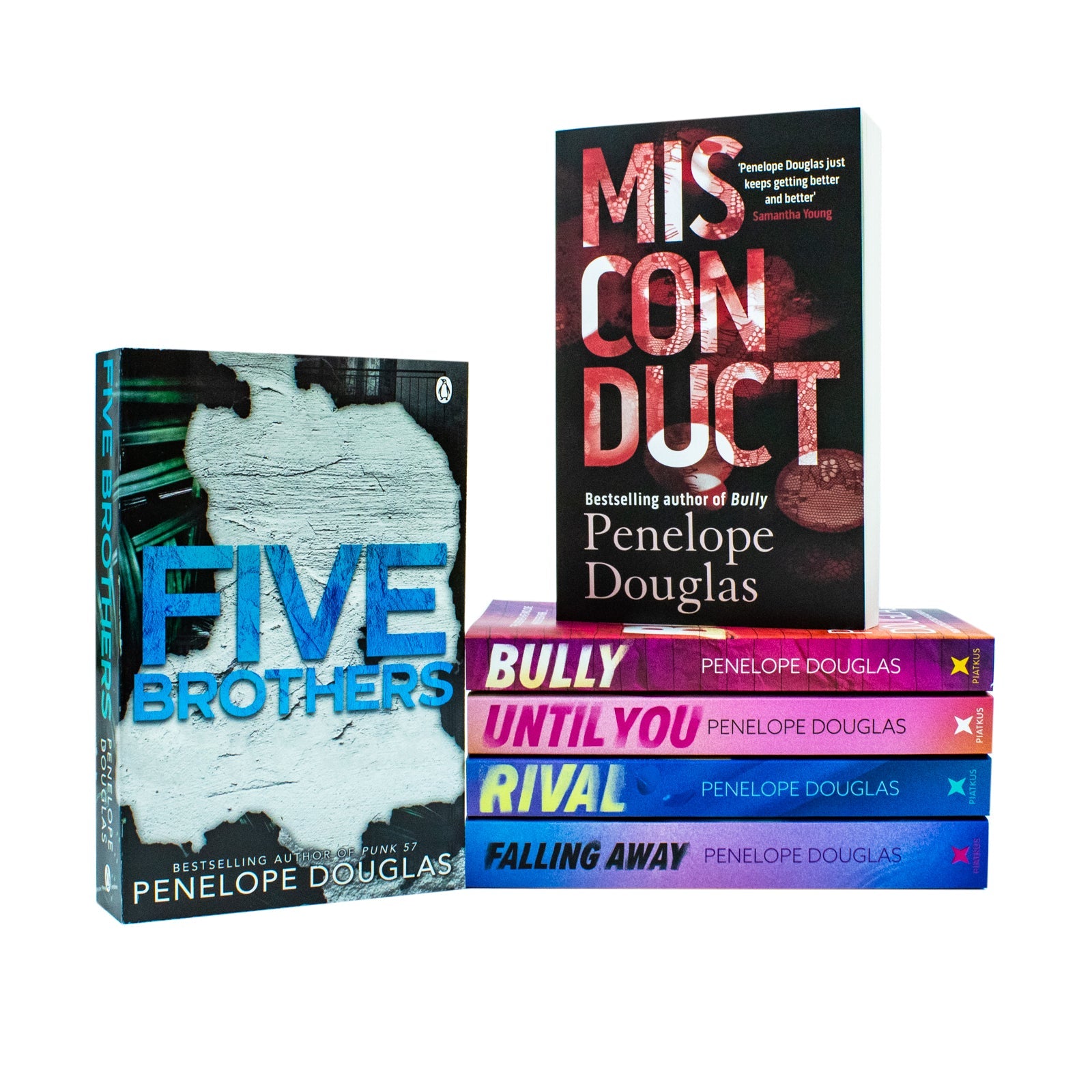Penelope Douglas 6 Books Collection Set (Bully, Until You, Rival, Falling Away, Five Brothers, Misconduct)