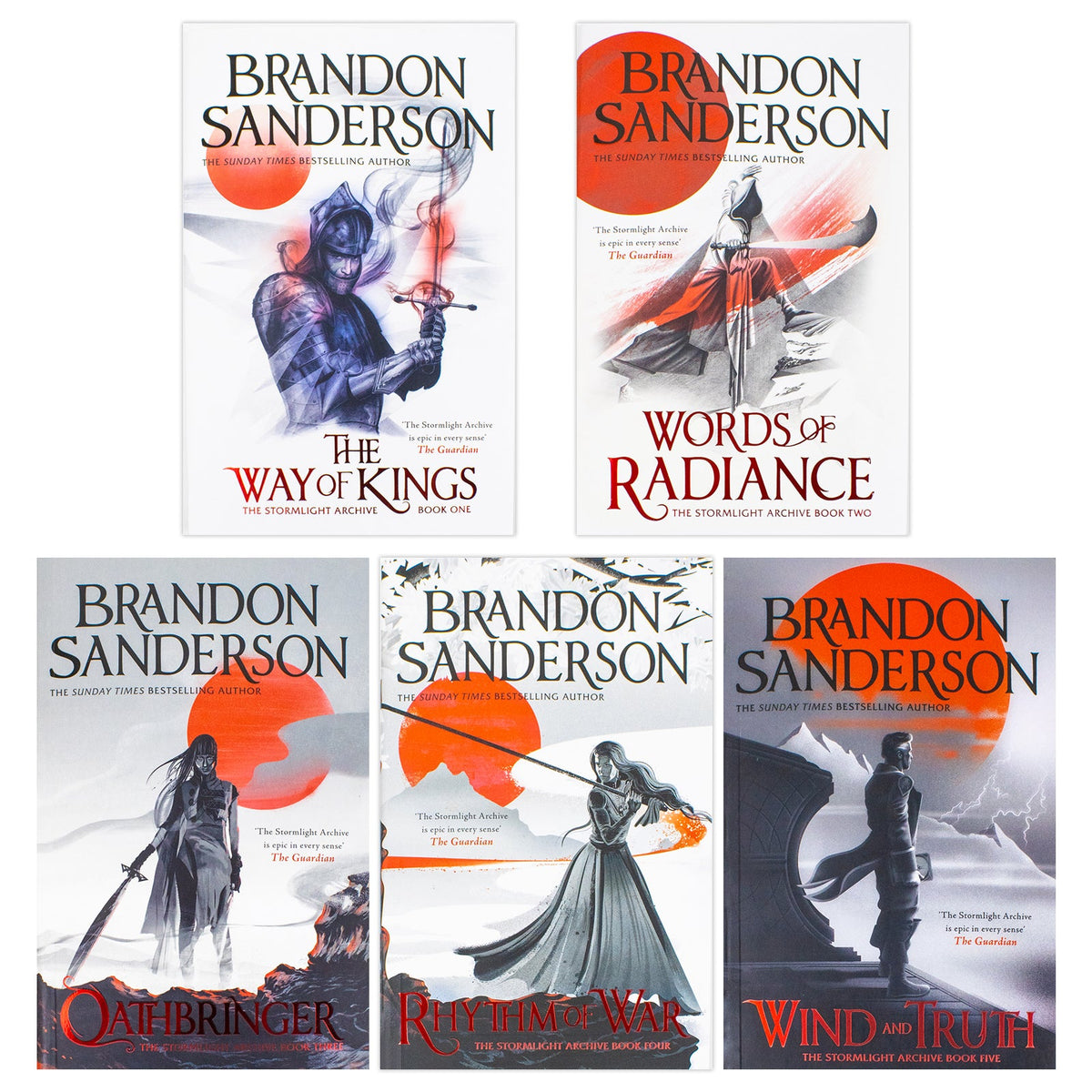 The Stormlight Archive Series 5 Books Collection Set by Brandon Sanderson (The Way of Kings, Words of Radiance, Oathbringer, Rhythm of War, Wind and Truth)