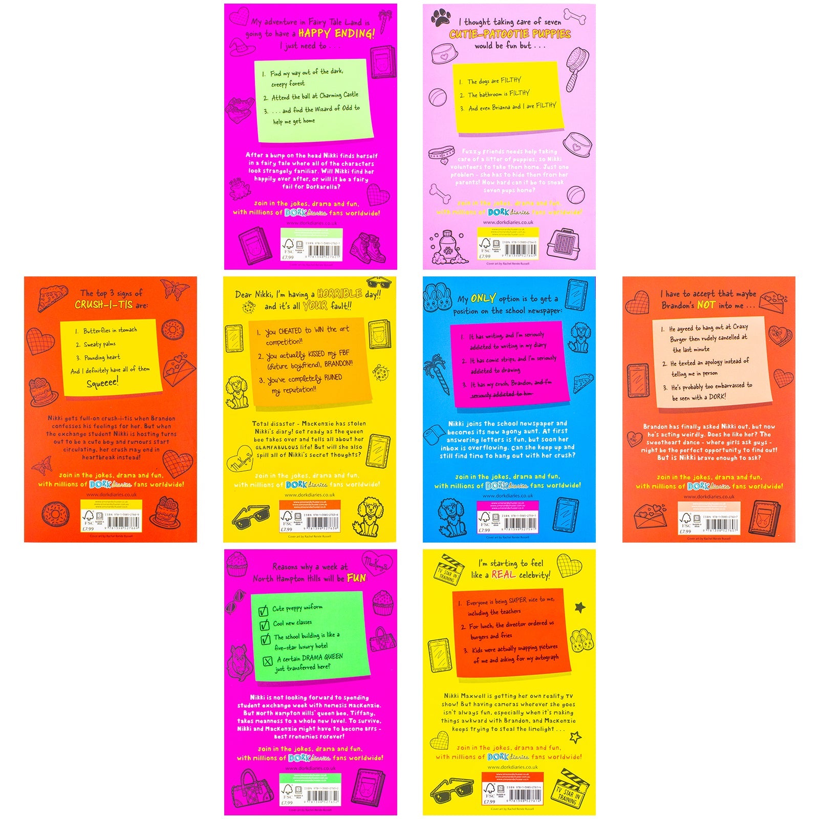 Dork Diaries 8 Book Collection Set (TV Star, Frenemies Forever, Holiday Heartbreak, Dear Dork, Drama Queen, Crush Catastrophe, Puppy Love, Once Upon A Dork) | Paperback