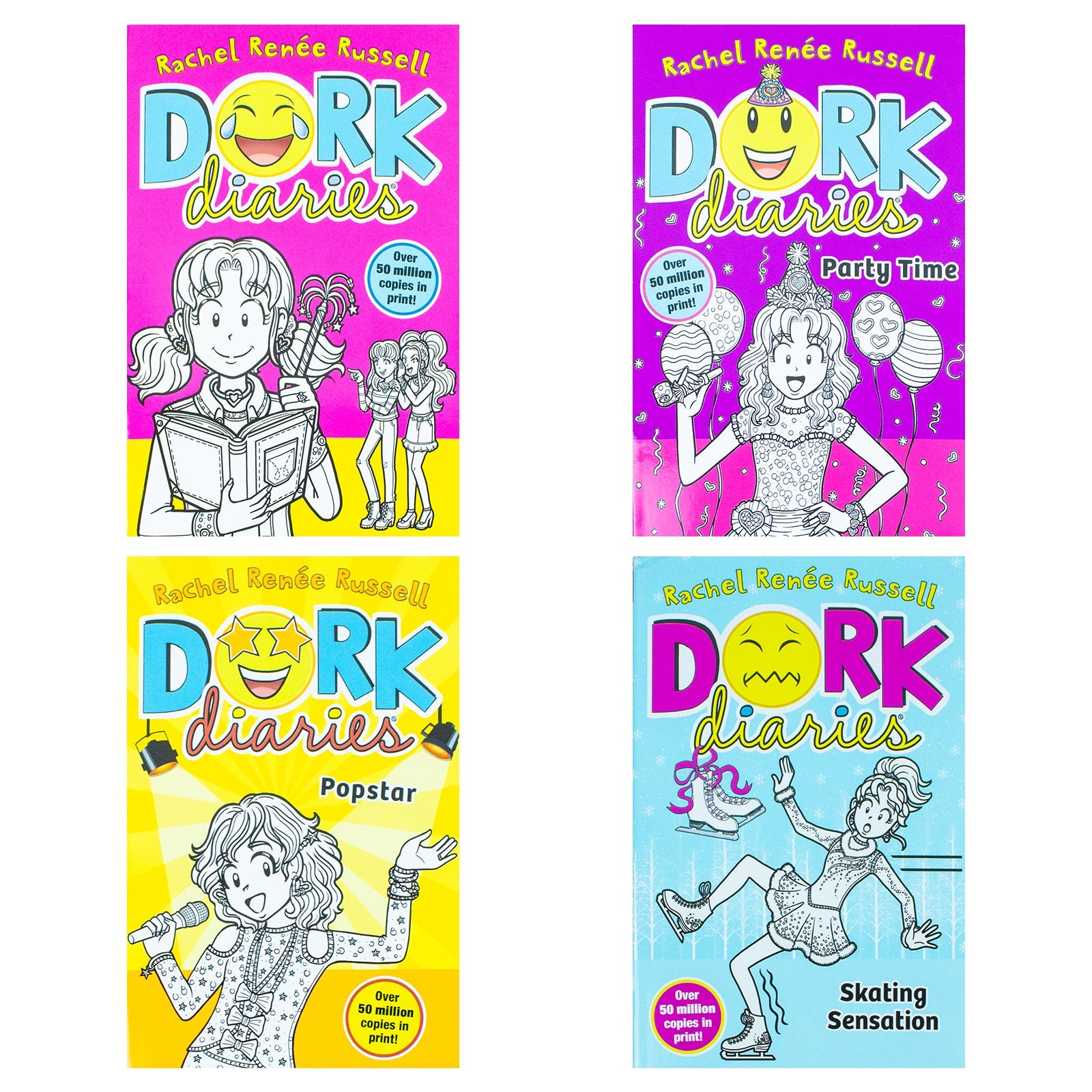 Dork Diaries Series (Book 1-4) By Rachel Renee Russell 4 Books Collection Set
