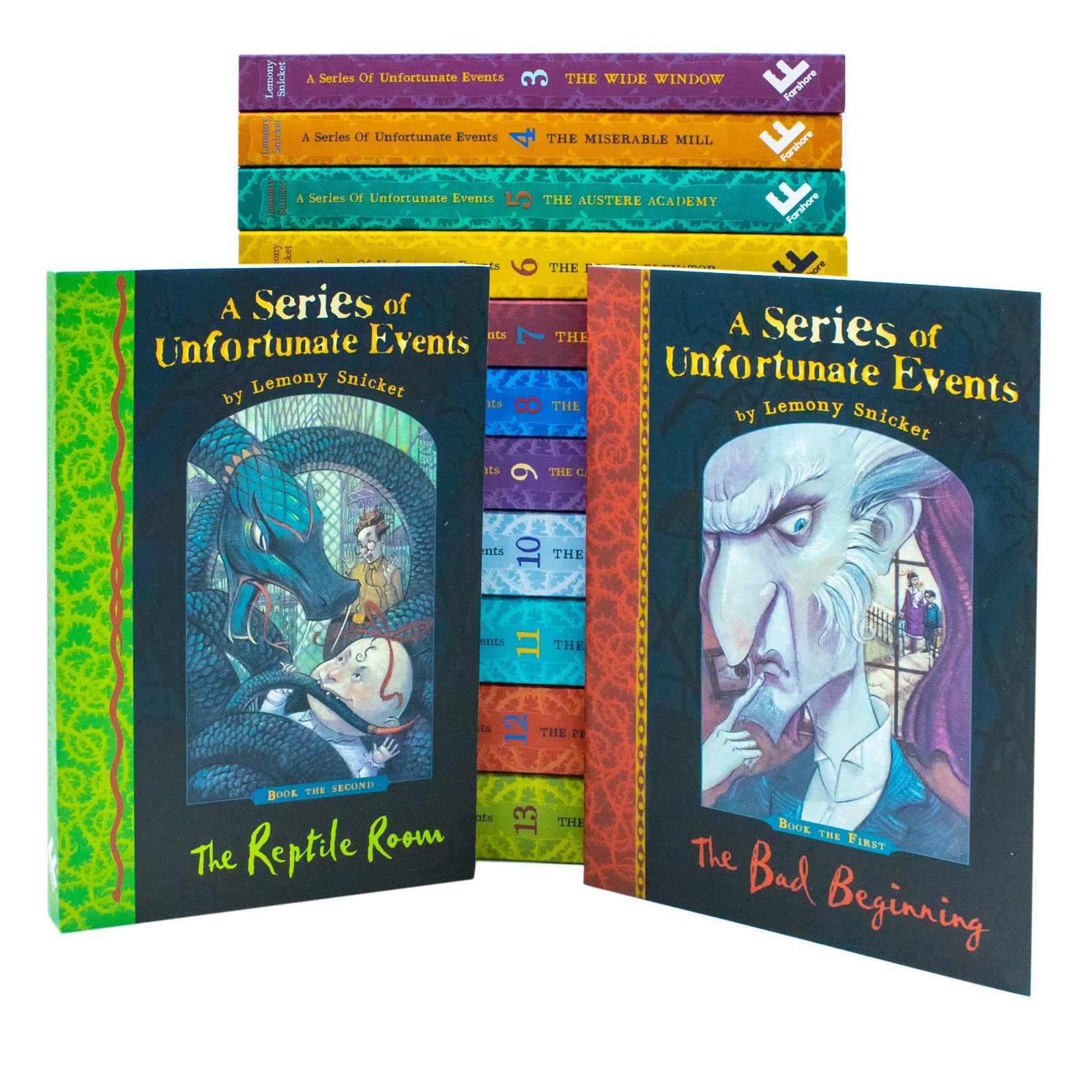 A Series of Unfortunate Events 13 Books Collection by Lemony Snicket | Children's Adventure, Fiction, Mystery, Humor, Family Stories, Paperback Set