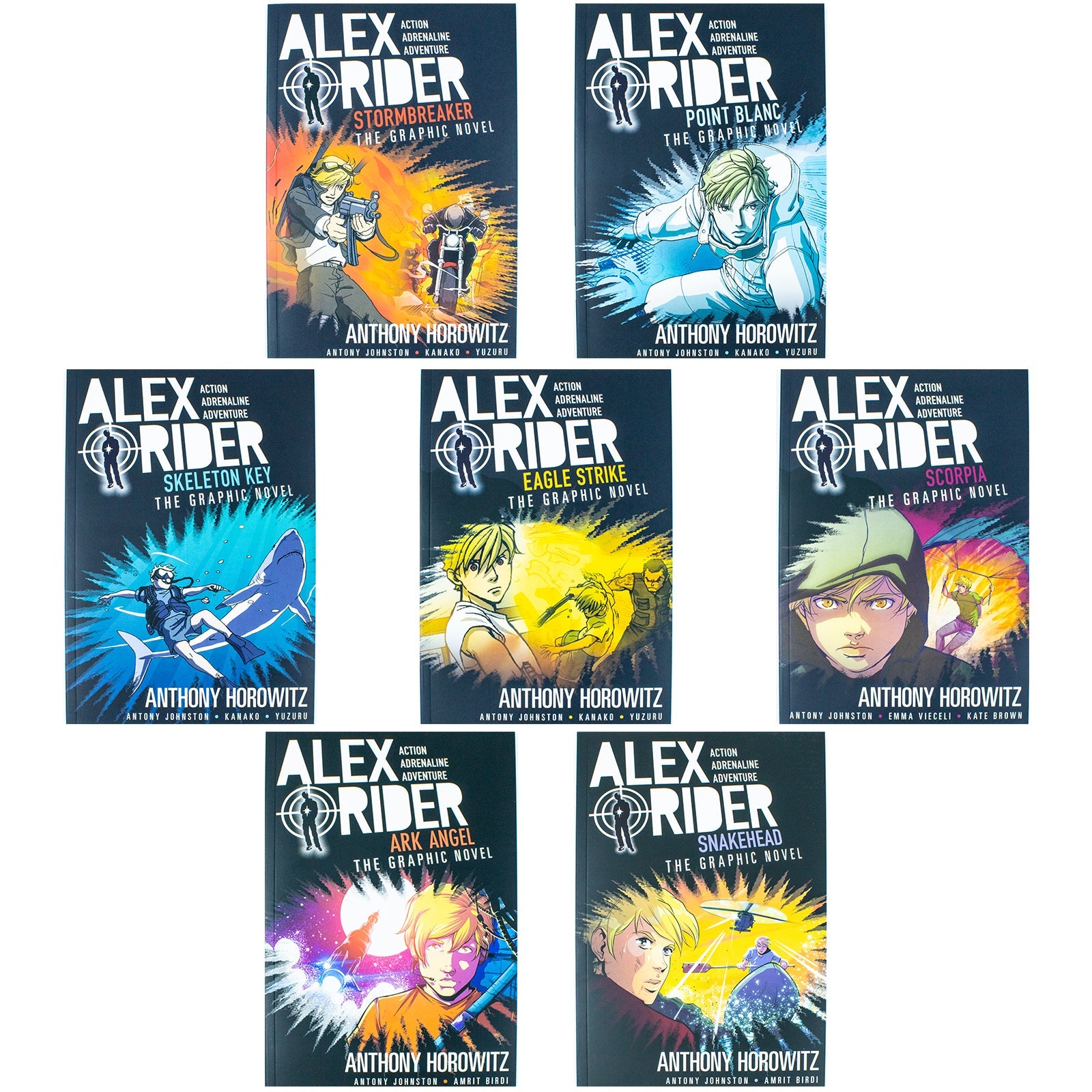 Alex Rider Graphic Novel 7 Book Children's Set by Anthony Johnston – Action-Packed Illustrated Adventure Series for Young Readers | Exciting Thrillers