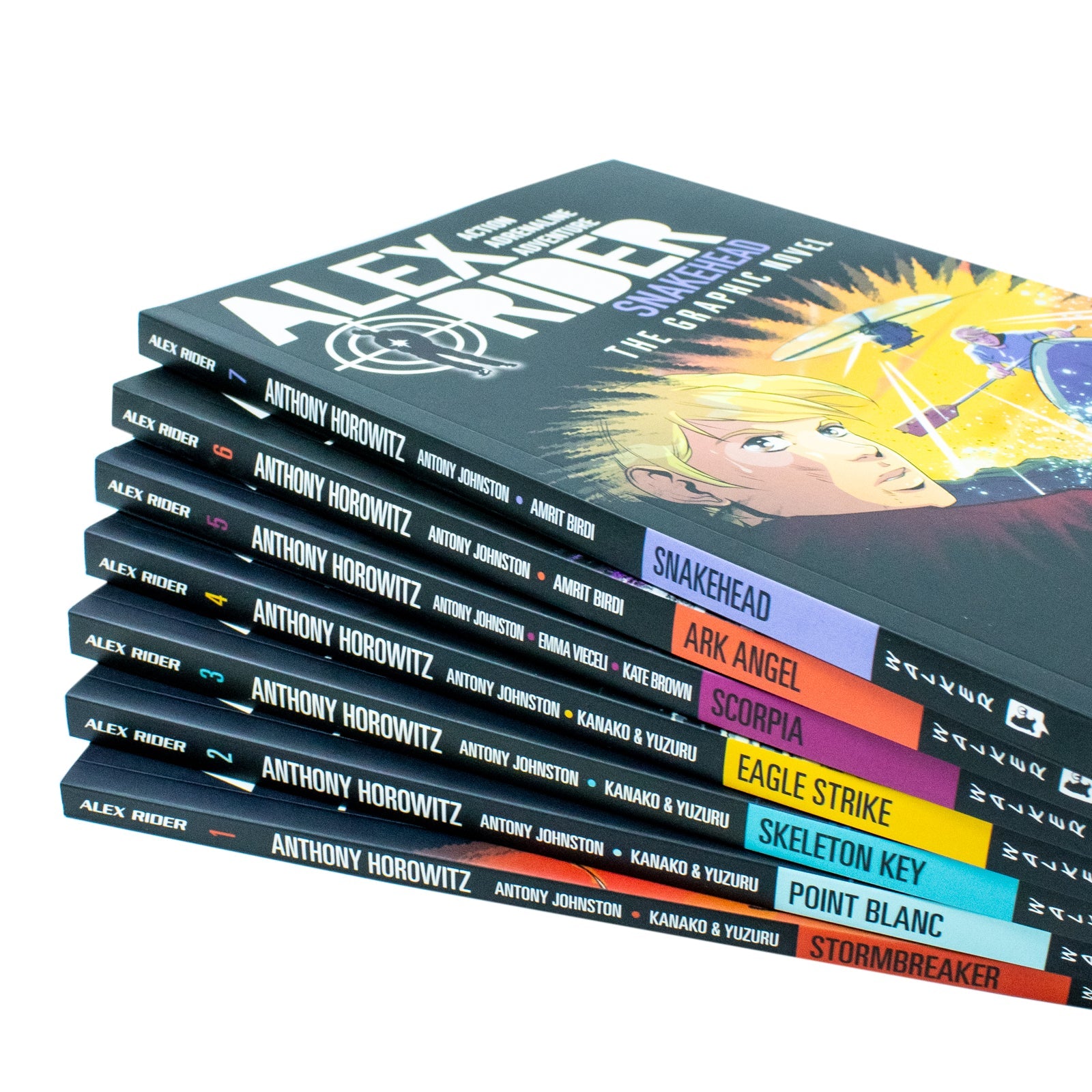 Alex Rider Graphic Novel 7 Book Children's Set by Anthony Johnston – Action-Packed Illustrated Adventure Series for Young Readers | Exciting Thrillers