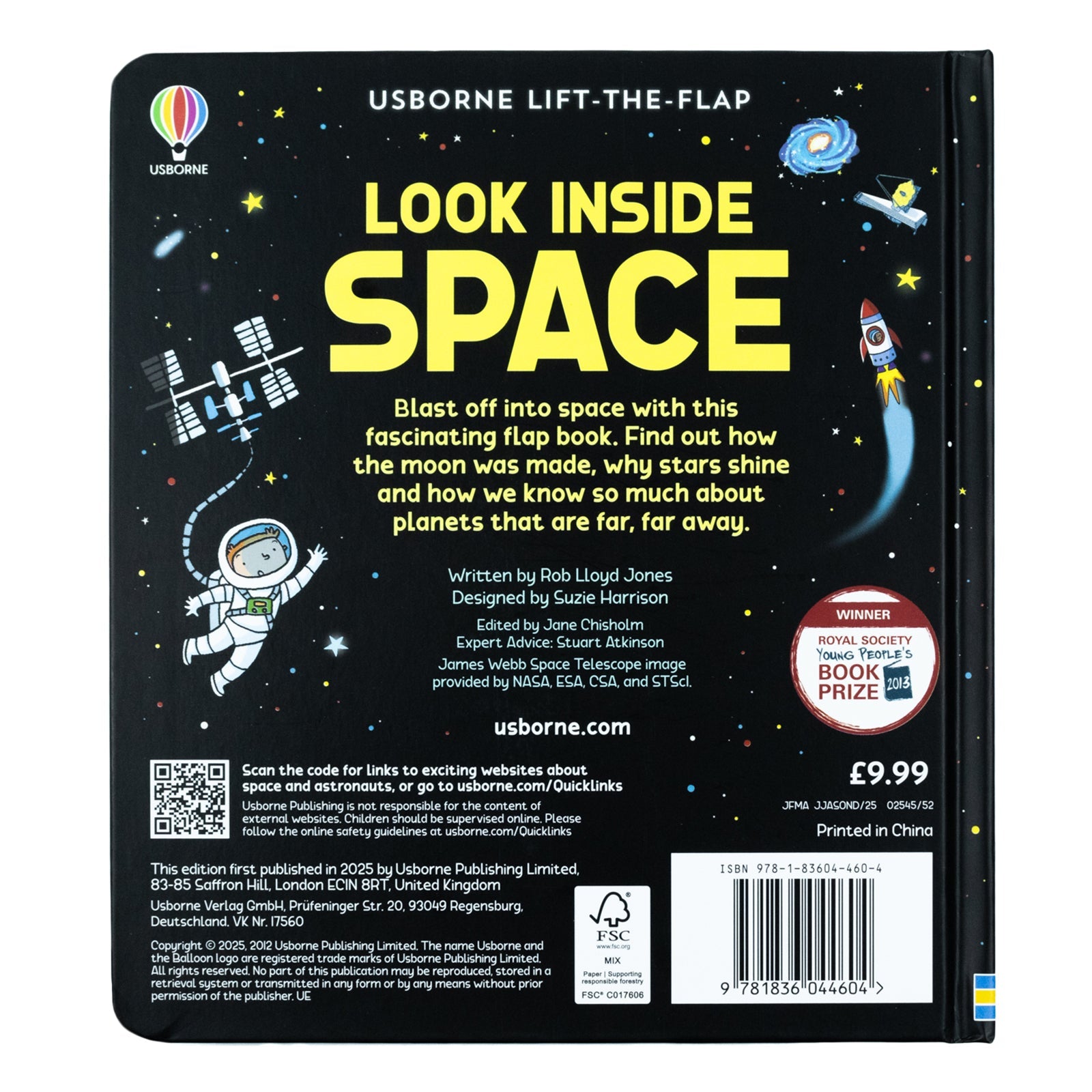 Usborne Lift-the-Flap Look Inside: Space by Rob Lloyd Jones, Fun STEM Astronomy Book for Kids- Explore Planets, Rockets, Stars & the Universe