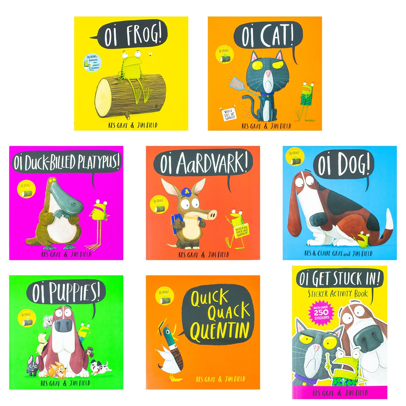 Oi Frog and Friends 8 Books Collection Set By Kes Gray (Oi Aardvark.Oi Puppies, Oi Dog, Quick Quack Quentin, Oi Cat, Oi Frog, Oi Duck-Billed Platypus , Oi Get Stuck In)
