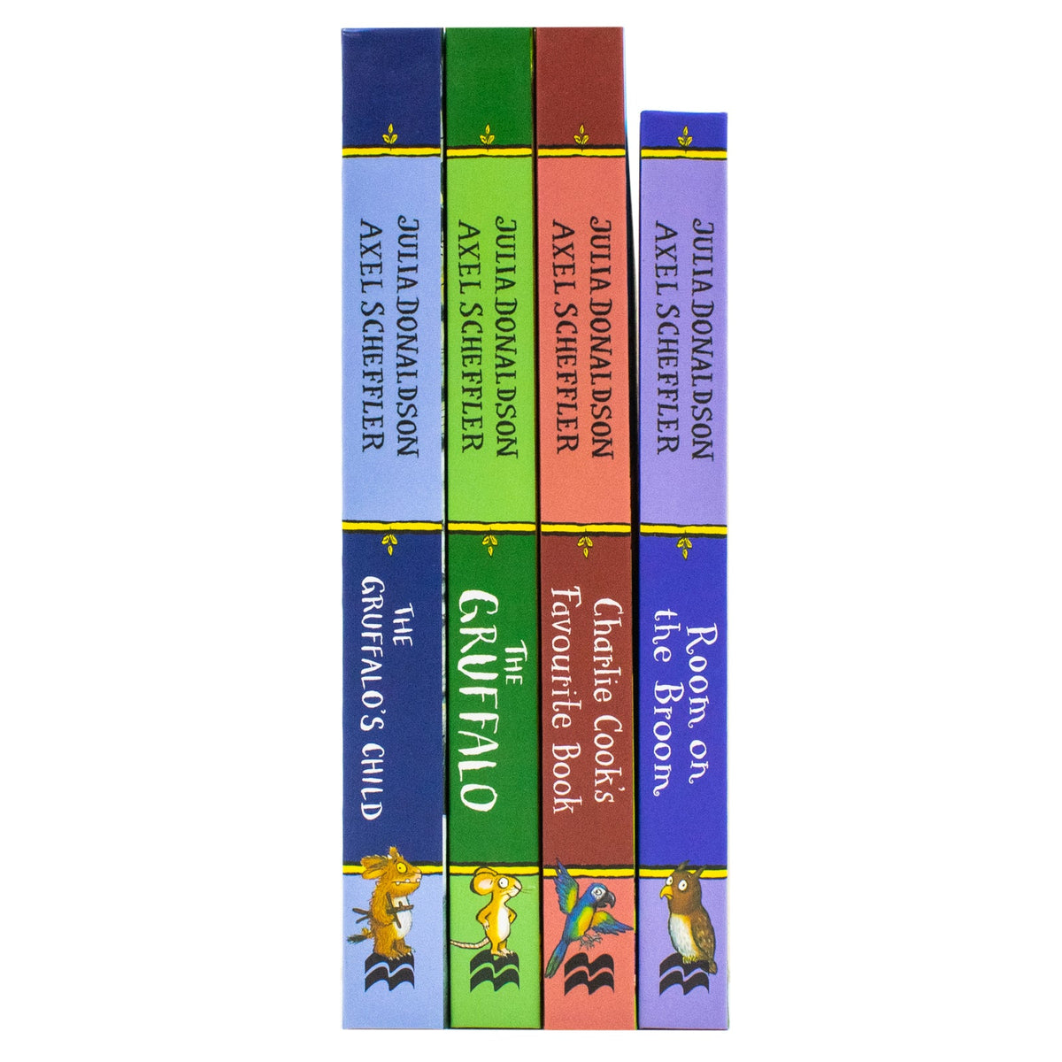 Julia Donaldson And Axel Scheffler 4 Books Collection Set (Charlie Cookie's Favourite Book, The Gruffalo, The Gruffalo's Child, Room On The Broom)- Board Book
