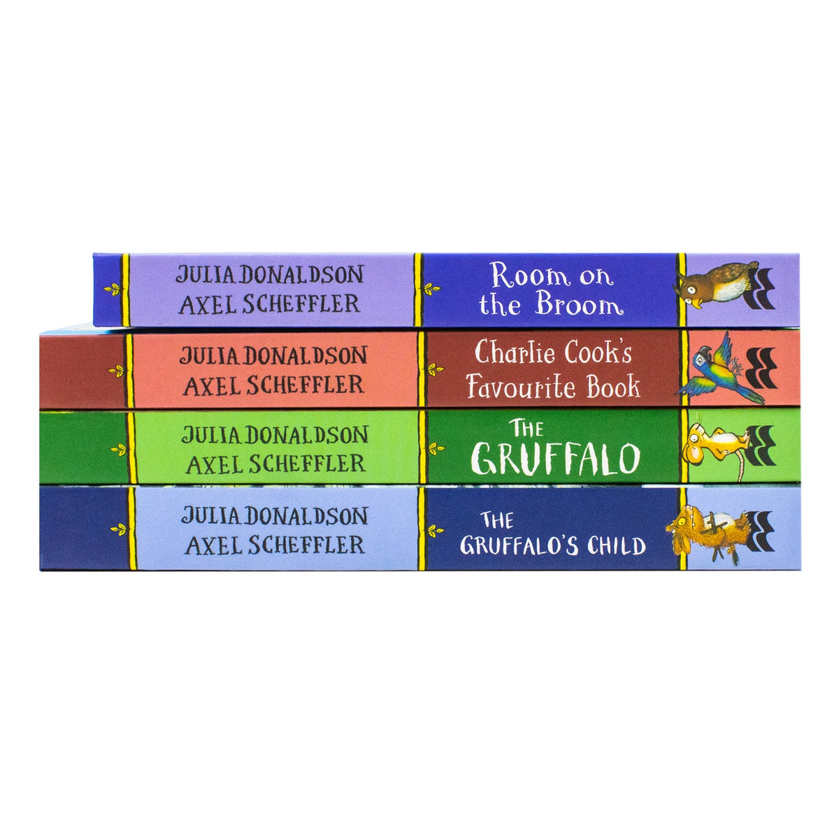 Julia Donaldson And Axel Scheffler 4 Books Collection Set (Charlie Cookie's Favourite Book, The Gruffalo, The Gruffalo's Child, Room On The Broom)- Board Book