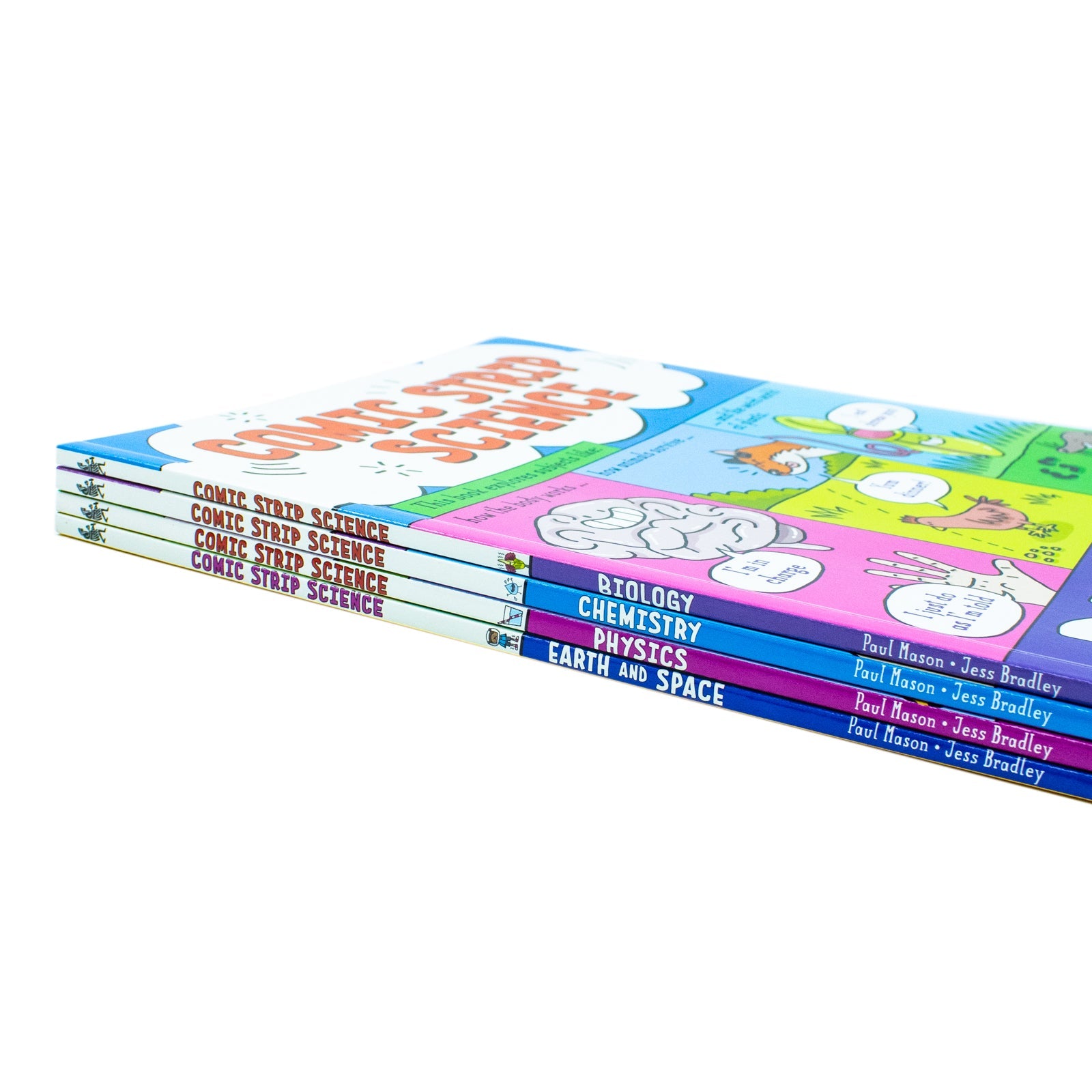 Comic Strip Science Series 4 Books Collection Set By Paul Mason - Fun Learning Experience for Ages 12 and Up in Biology, Physics, Earth Science & Chemistry