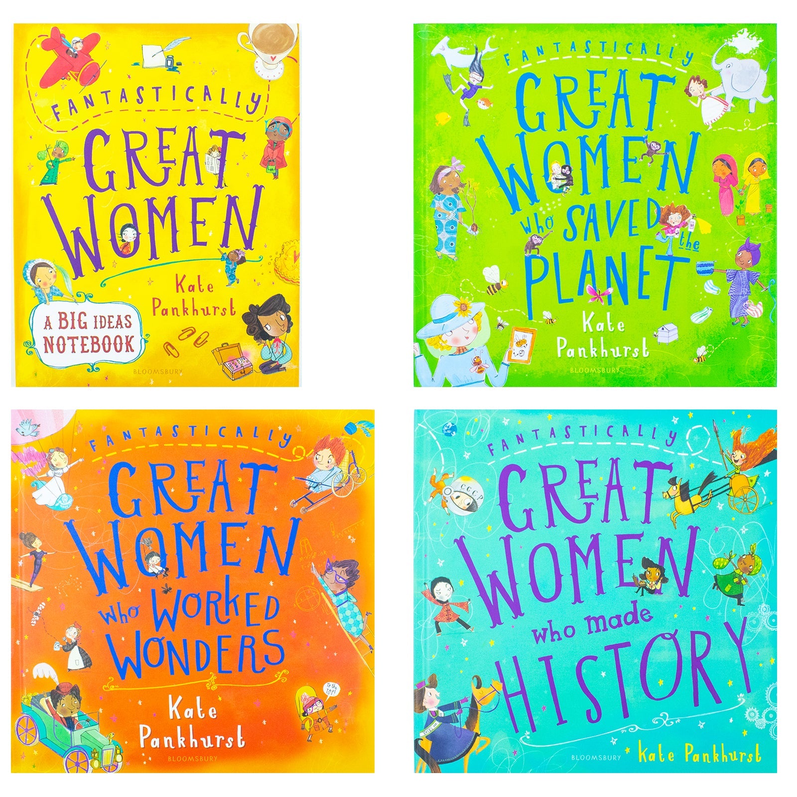 Fantastically Great Women 4 Books Collection Boxed Set By Kate Pankhurst (Who Saved the Planet, Who Worked Wonders, Who Made History, A Big Ideas Notebook)
