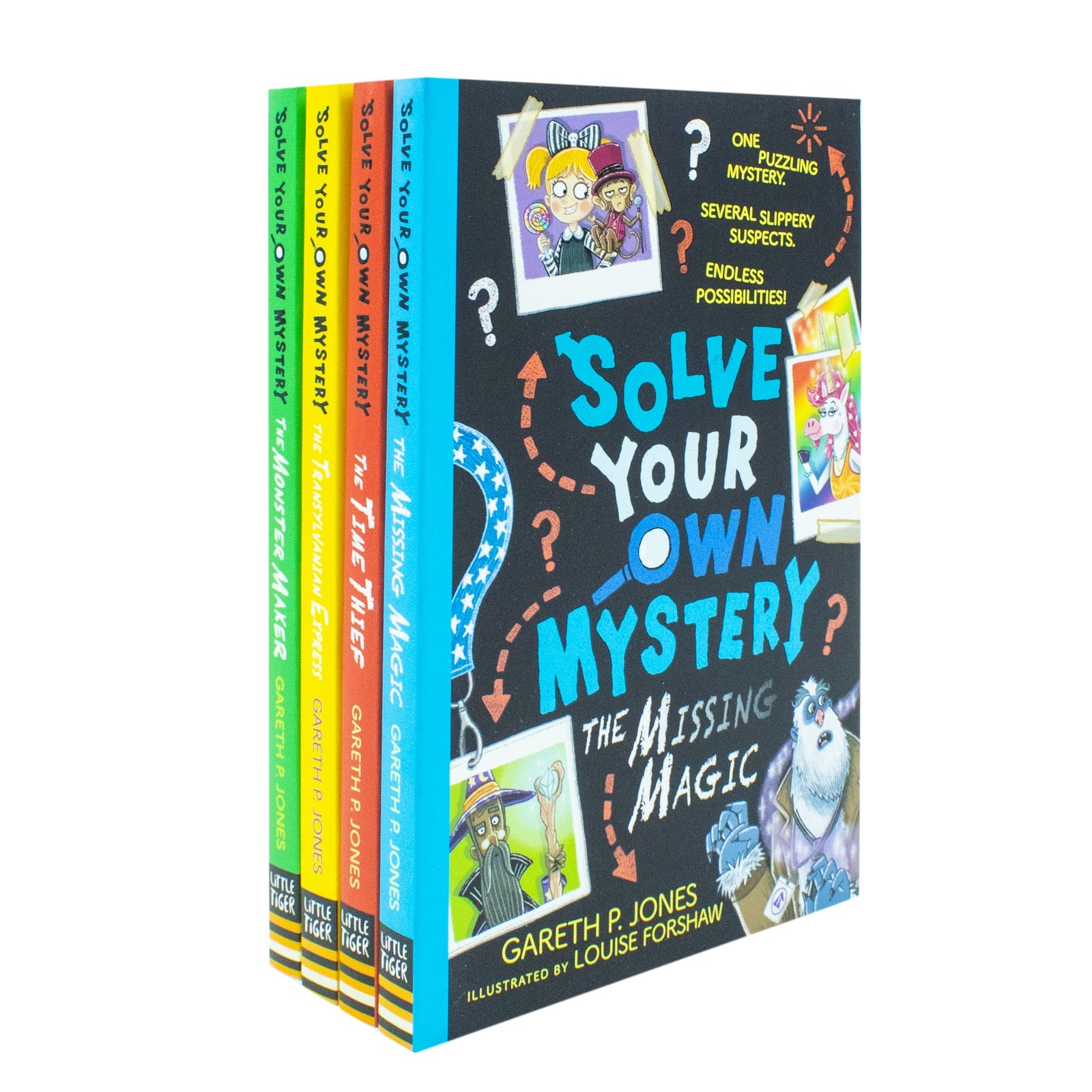 Solve Your Own Mystery Collection 4 Books Set by Gareth P Jones (The Monster Maker, The Time Thief, The Missing Magic, The Transylvanian Express)