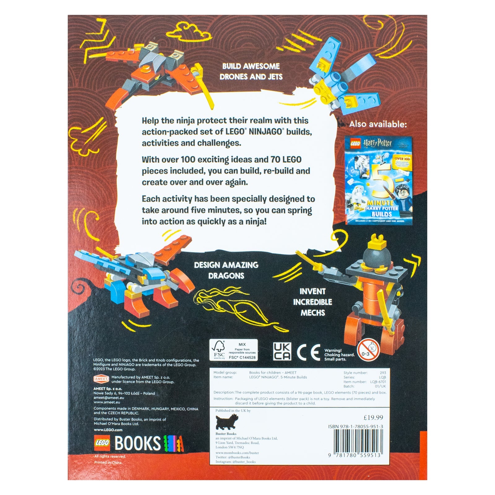 LEGO NINJAGO: Five-Minute Builds (with 70 LEGO bricks)