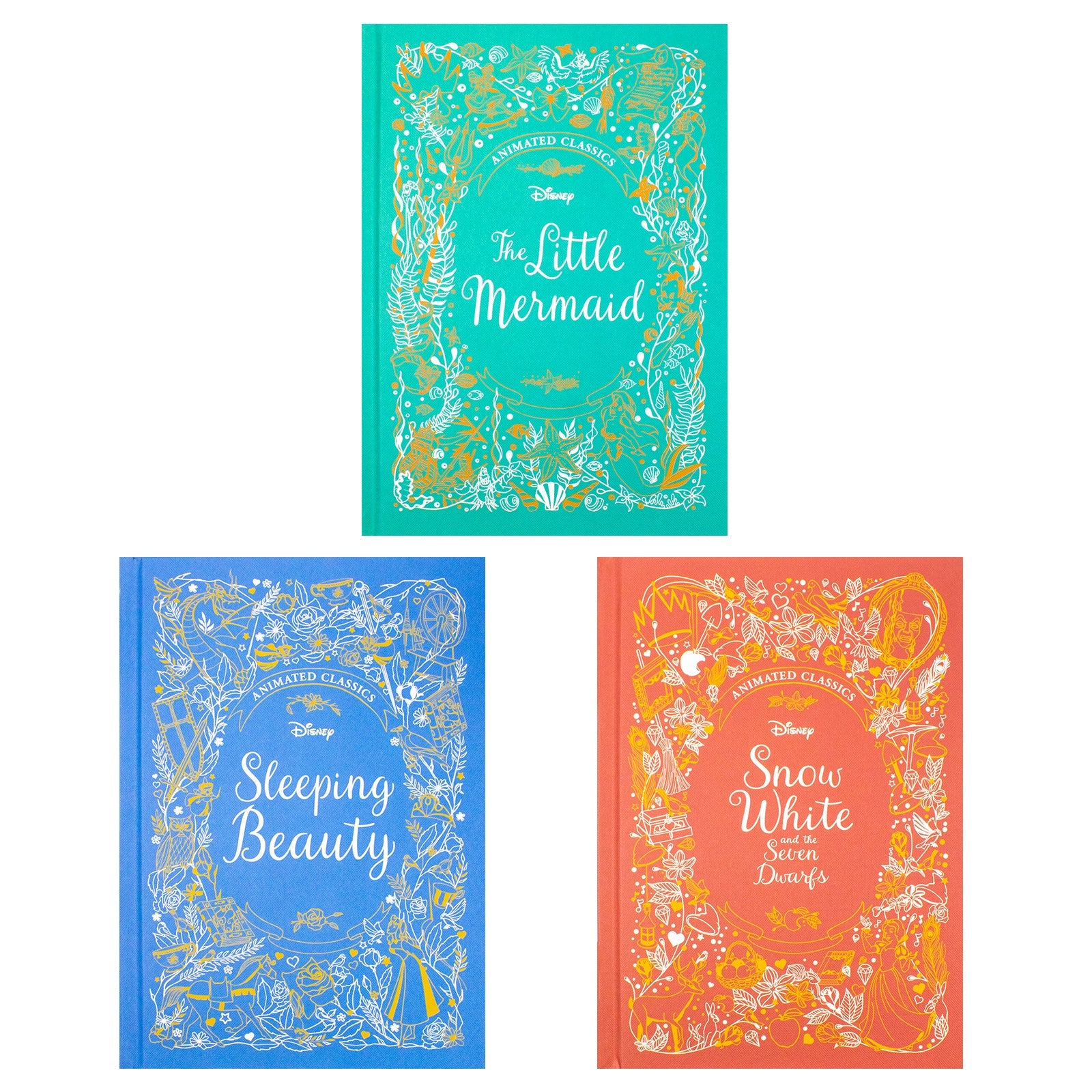 Disney Animated Classics 3 Books Collection Set (Disney The Little Mermaid, Disney Sleeping Beauty, Disney Snow White And The Seven Dwarfs) | Hardcover