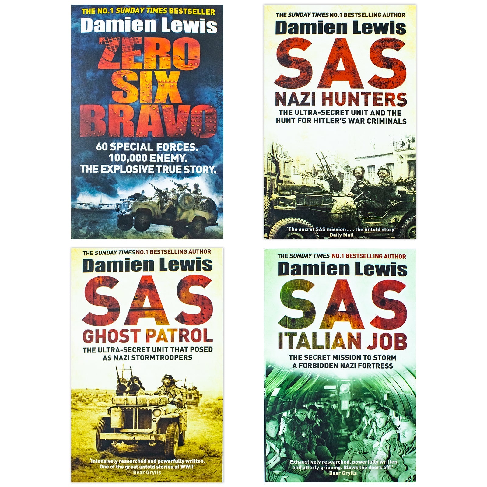 Damien Lewis Collection 4 Books Set (Zero Six Bravo, Ghost Patrol, Italian Job, Nazi Hunters)