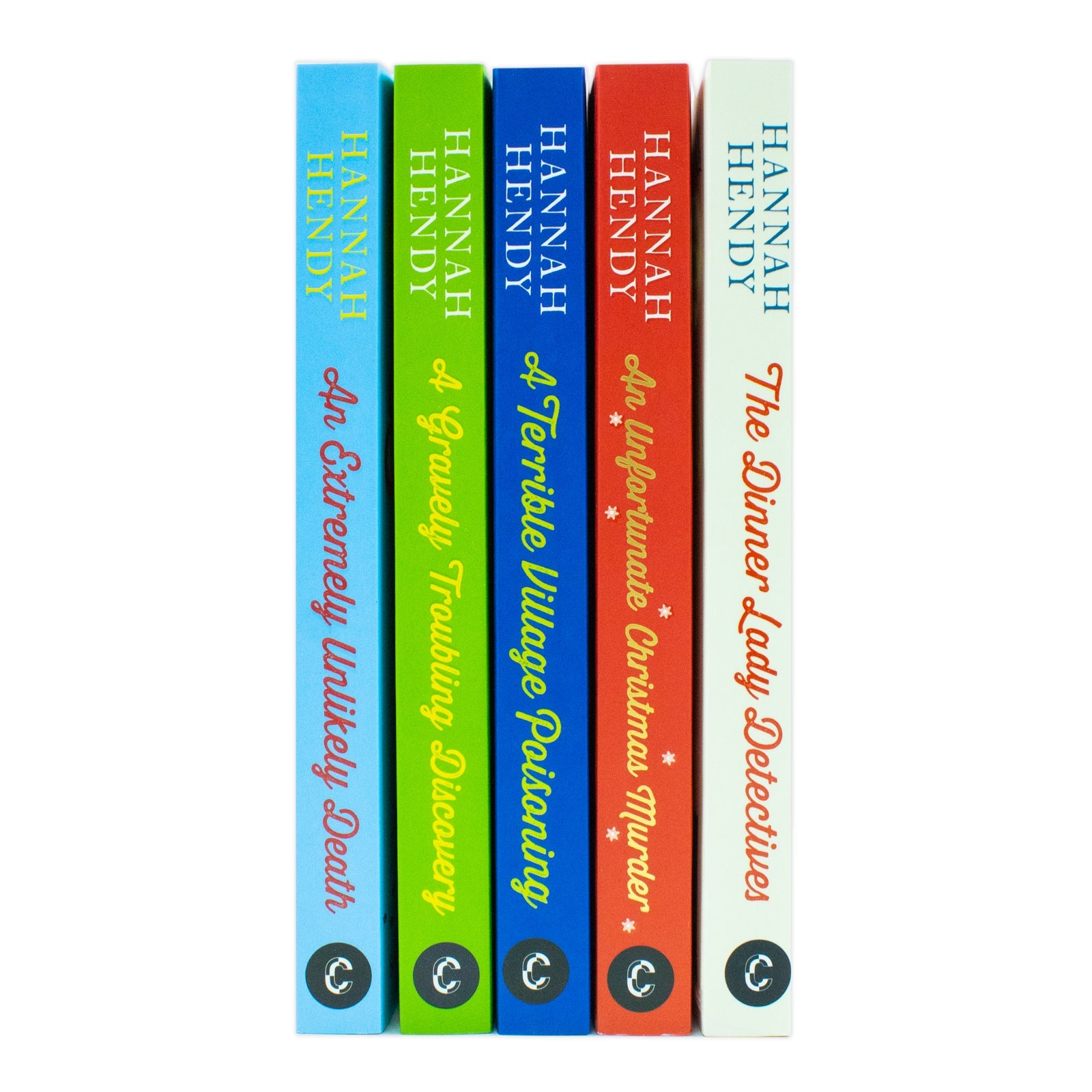 The Dinner Lady Detectives Collection 5 Books Set By Hannah Hendy ( Unfortunate Christmas, Terrible Village, Extremely Unlikely, Gravely Troubling, Dinner Lady)