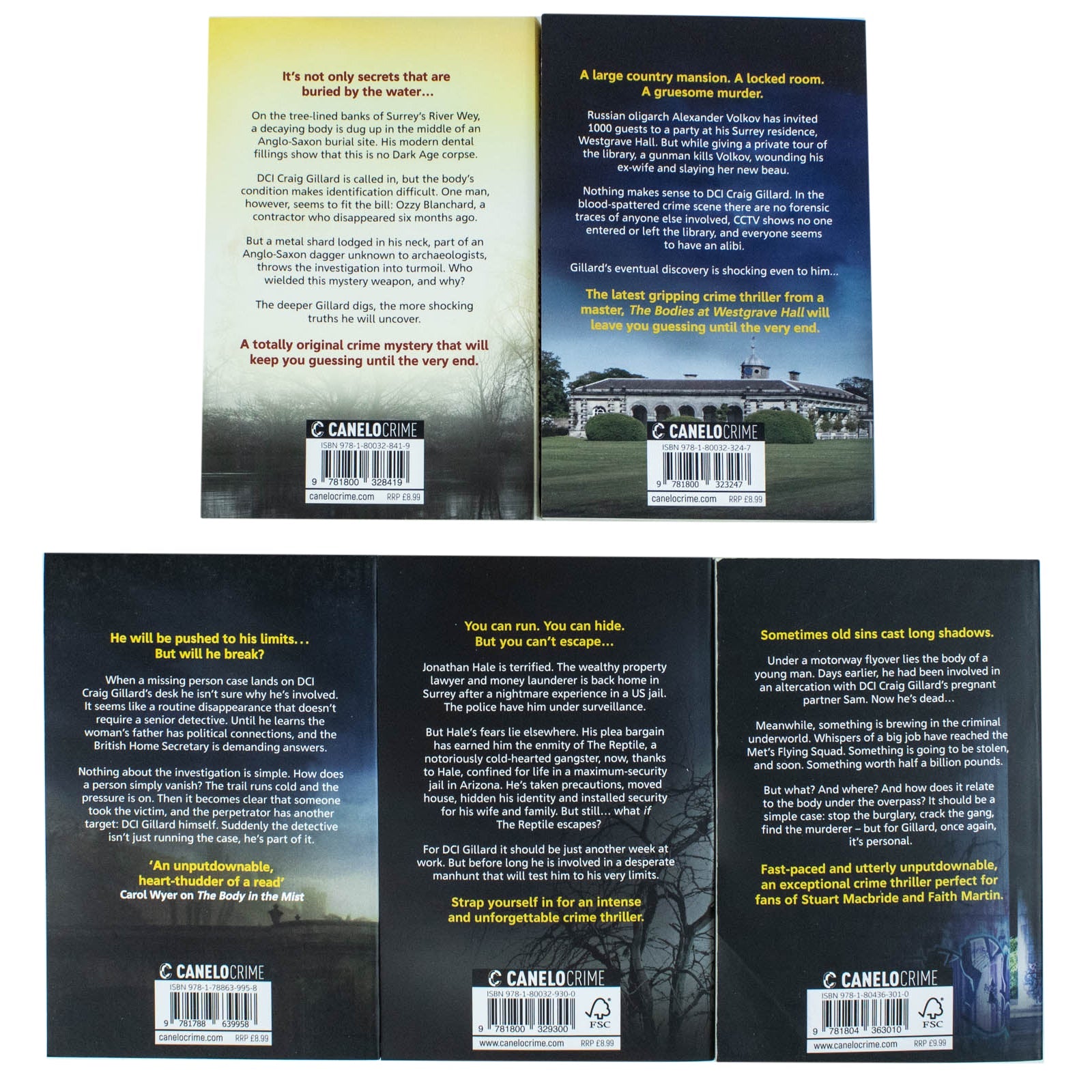 DCI Craig Gillard Crime Thrillers Series 5 Books Collection Set by Nick Louth (Beneath the Willows, The Shadows, Under the Bridge, The Stairwell, Westgrave Hall)