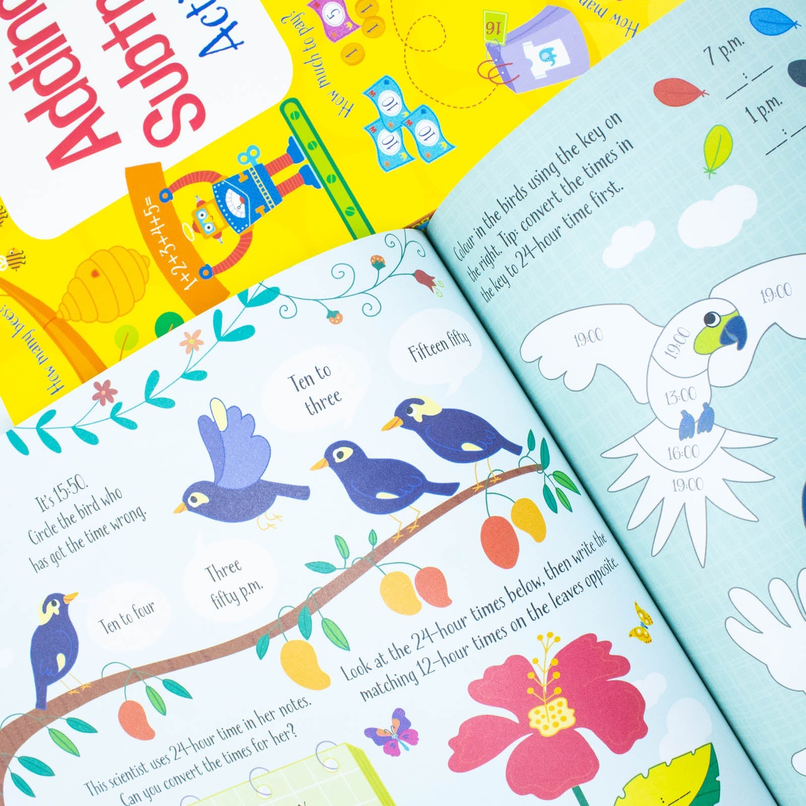 Usborne Children Maths Activity 4-Book Educational Workbooks Collection Set | Addition, Subtraction, Times Tables, Telling Time & Multiplication | Fun & Interactive Learning for 7+ years