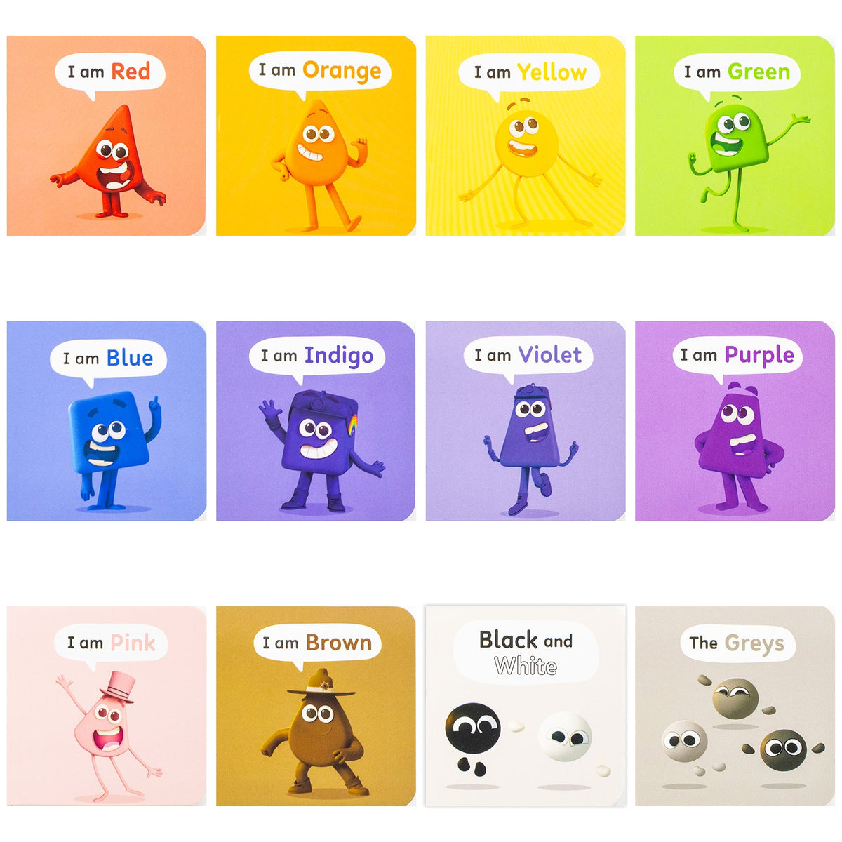 A Case of Colourblocks 12 Mini Books Collection Boxset (I am Red, I am Blue, I am Yellow, I am Green, I am Orange, I am Purple, I am Pink, I am Brown, Black and White, I am Indigo, I am Violet and Grey)
