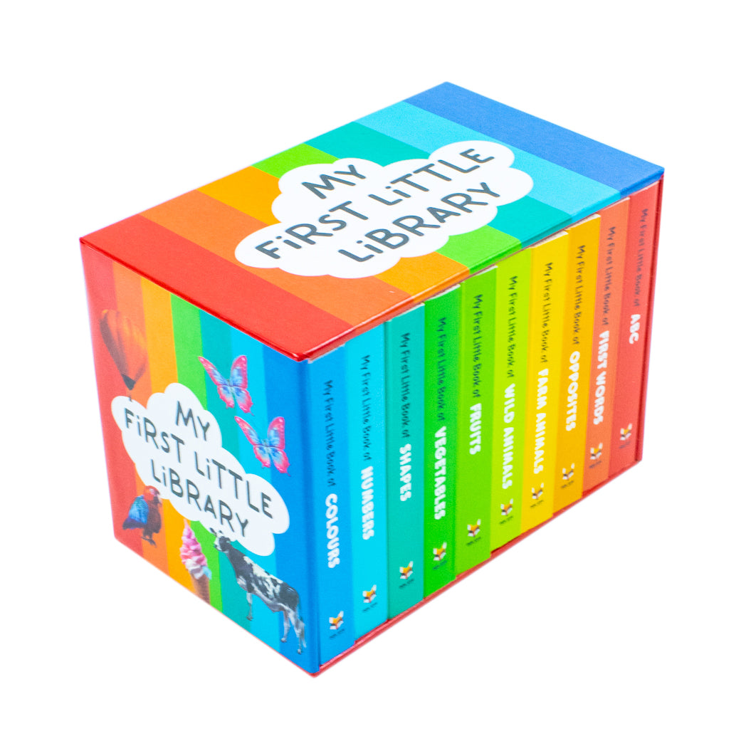 My First Little Library – 10 Board Books Set Collection | Early Learning for Babies & Toddlers (ABC, Numbers, Shapes, Colors, Animals & More)