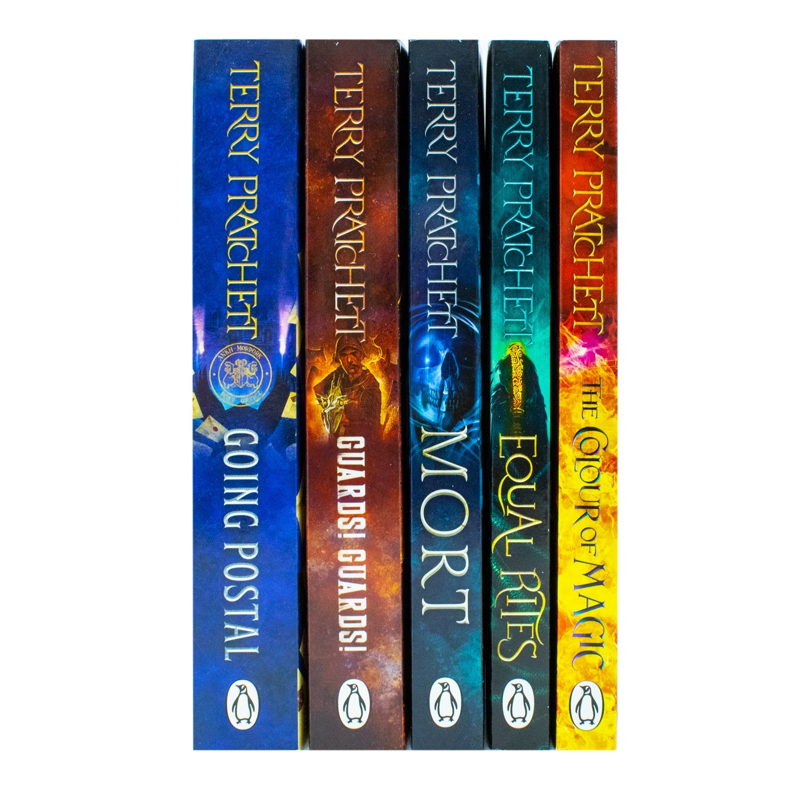 Terry Pratchett Discworld Novels 5-Book Collection Box Set: The Colour of Magic, Equal Rites, Mort, Guards! Guards! Going Postal – Fantasy Book Series