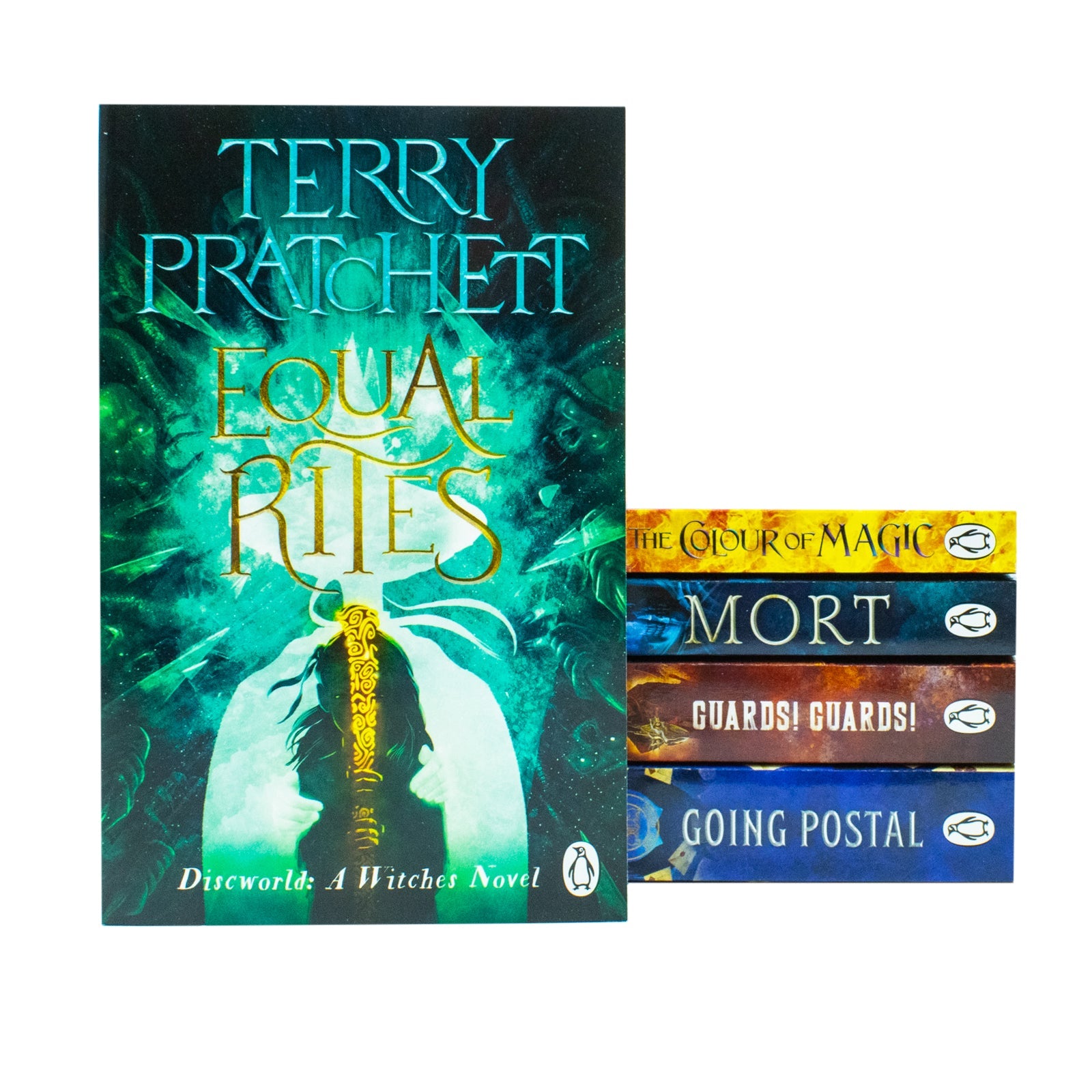 Terry Pratchett Discworld Novels 5-Book Collection Box Set: The Colour of Magic, Equal Rites, Mort, Guards! Guards! Going Postal – Fantasy Book Series