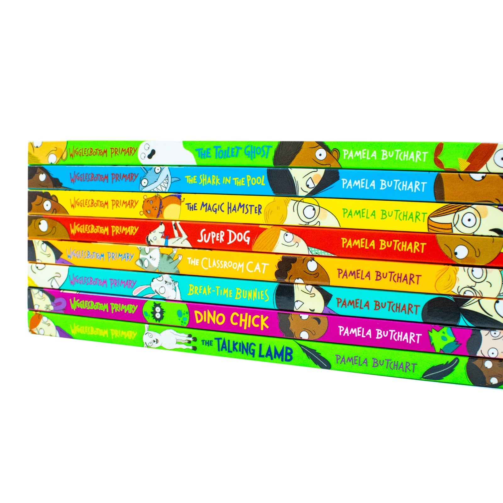 Wigglesbottom Primary 8-Book Collection by Pamela Butchart – Hilarious & Adventurous Children's Stories | Toilet Ghost, Shark in the Pool & More