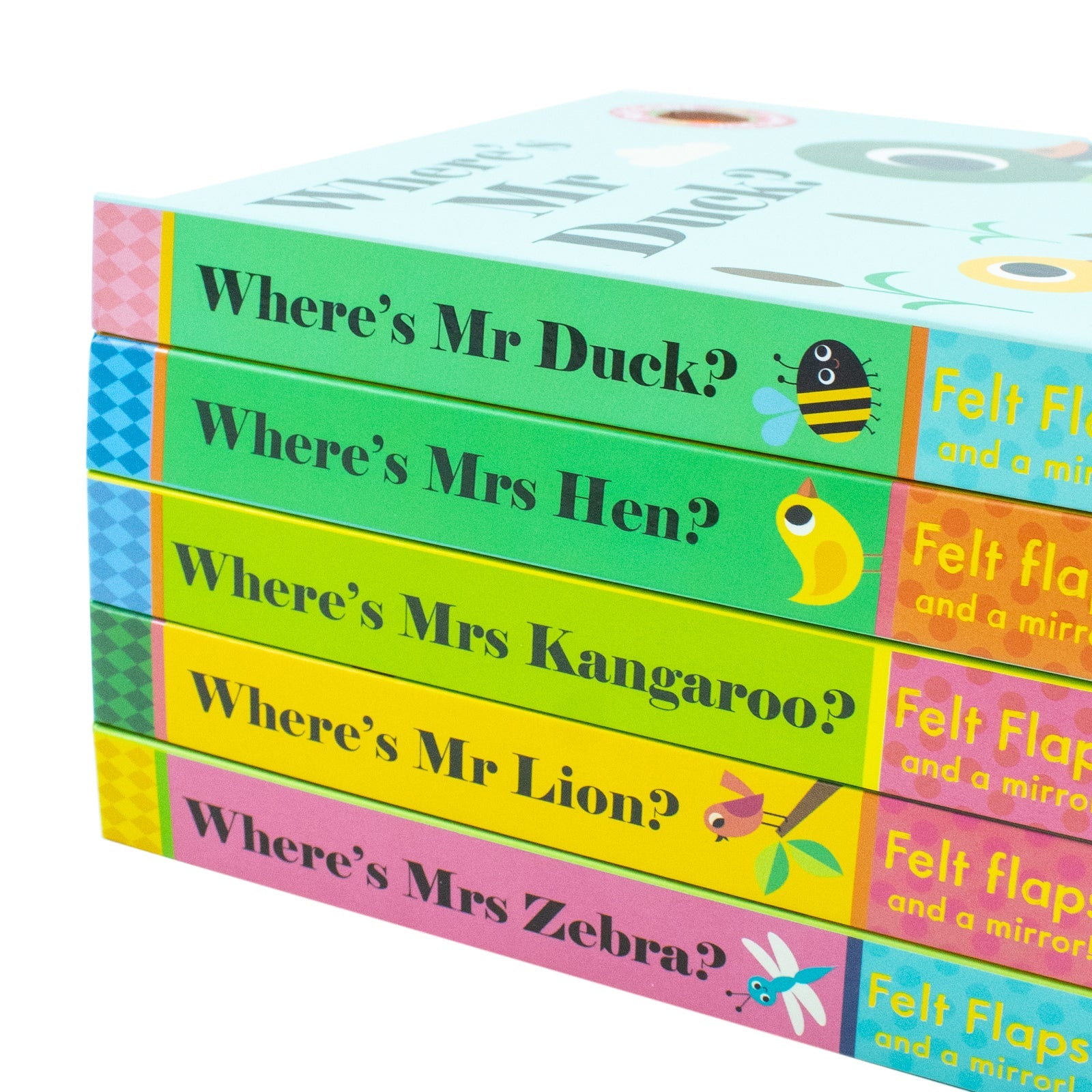 Felt Flaps and a Mirror Where's Series 5-Book Collection by Ingela P Arrhenius| Interactive Board Books for Kids| Fun Animal Stories & Preschool Books