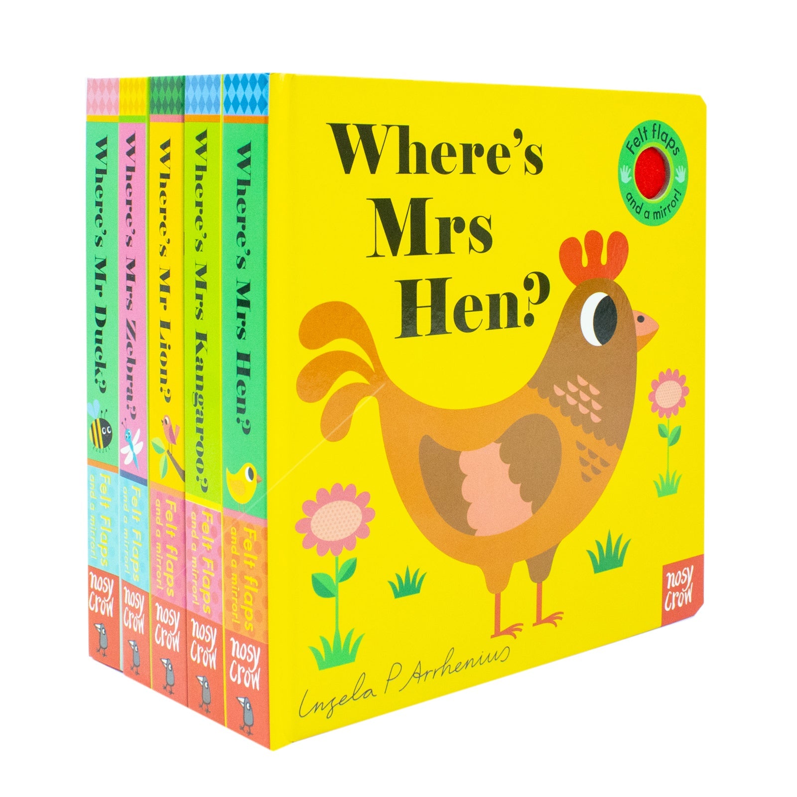 Felt Flaps and a Mirror Where's Series 5-Book Collection by Ingela P Arrhenius| Interactive Board Books for Kids| Fun Animal Stories & Preschool Books