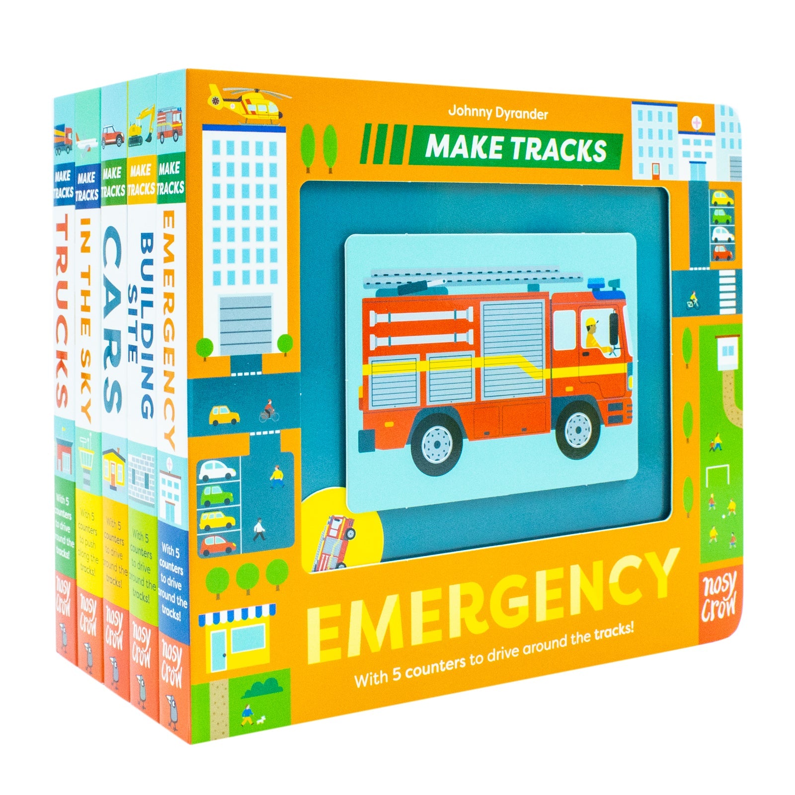 Make Tracks 5 Book Set – Interactive Vehicle Board Books for Toddlers
