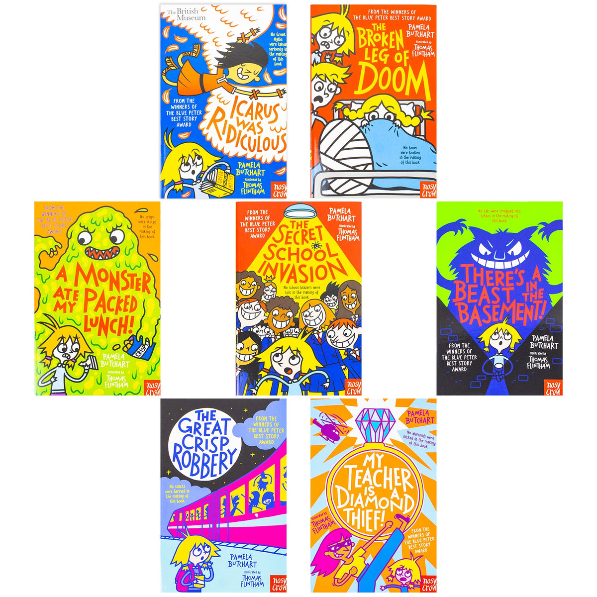 Izzy and Friends (Baby Aliens) Series Collection 9–15 Books Set by Pamela Butchart (Icarus Was Ridiculous, Broken Leg of Doom, A Monster Ate My Packed Lunch, Secret School Invasion, Great Crisp Robbery & More)