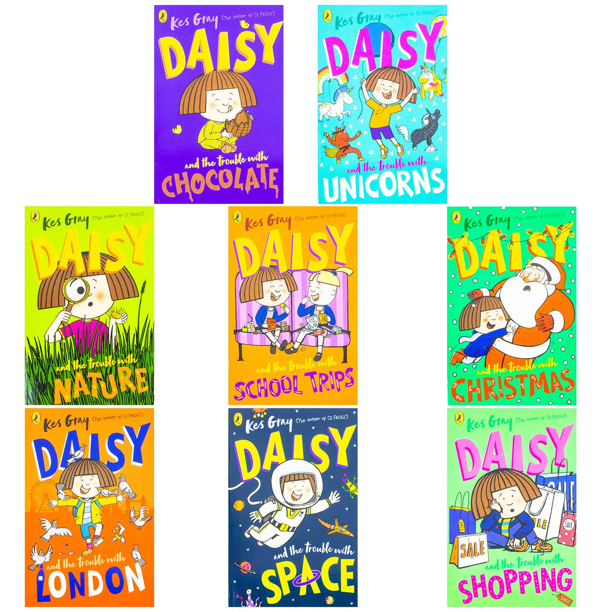 Daisy And Trouble 8 Books Collection Set by Kes Gray (Chocolate,School Trips,Nature,Christmas,Unicorns,London,Space,Shopping)