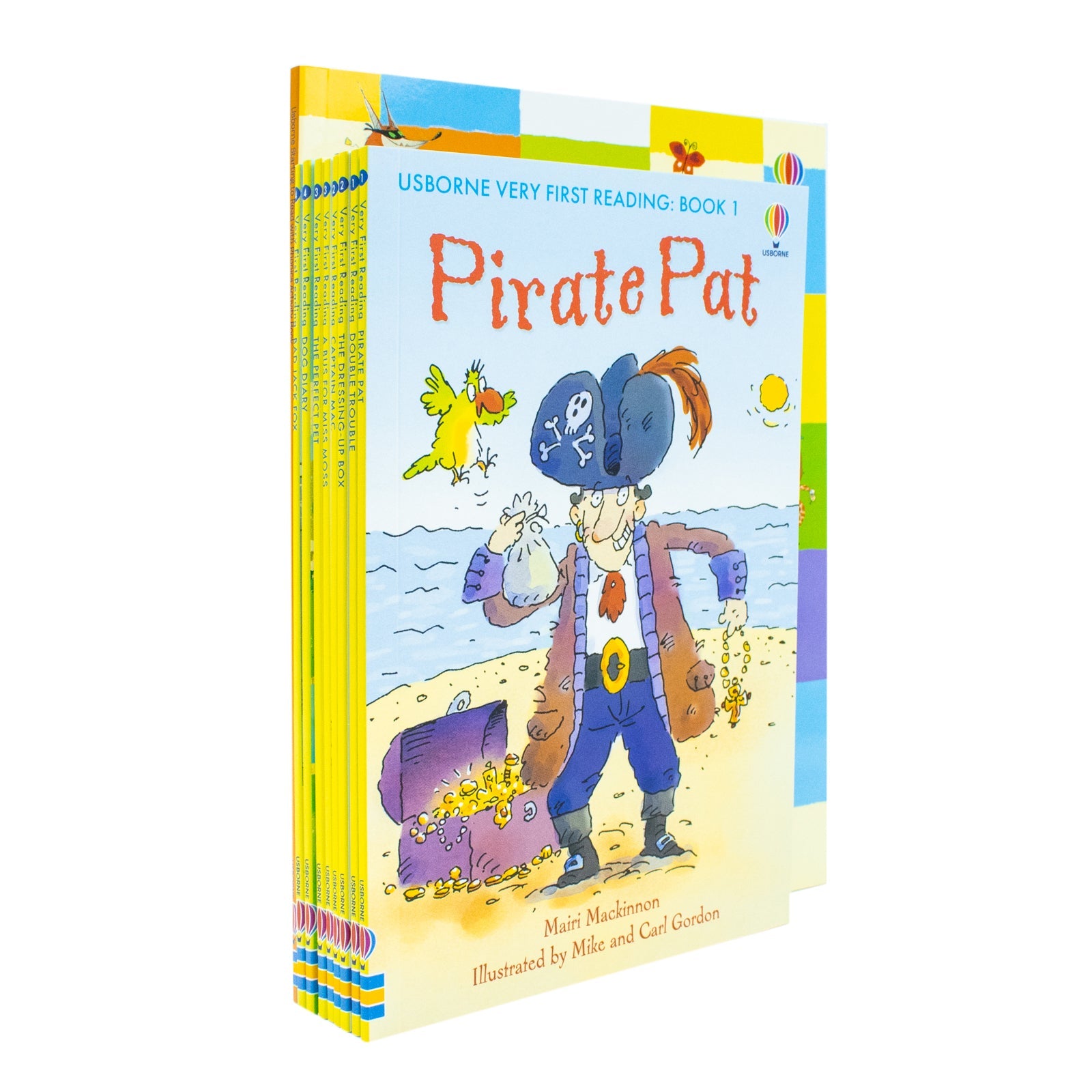 Usborne Starting to Read With Phonics 8 Books Collection Box Set With Activity Book & Alphabet Chart (Pirate Pat, Double Trouble, Dressing up Box & more)