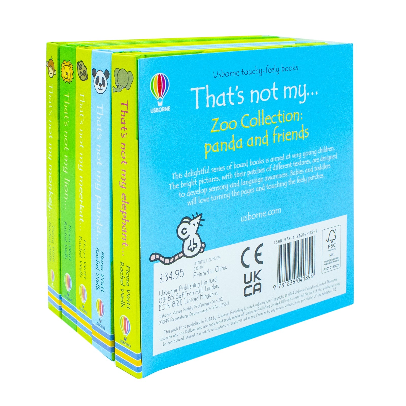 Usborne Touchy-Feely That's Not My Zoo Collection Set 3: Panda and Friends 5 Books Collection Set by Fiona Watt - Interactive Sensory Books for Toddlers