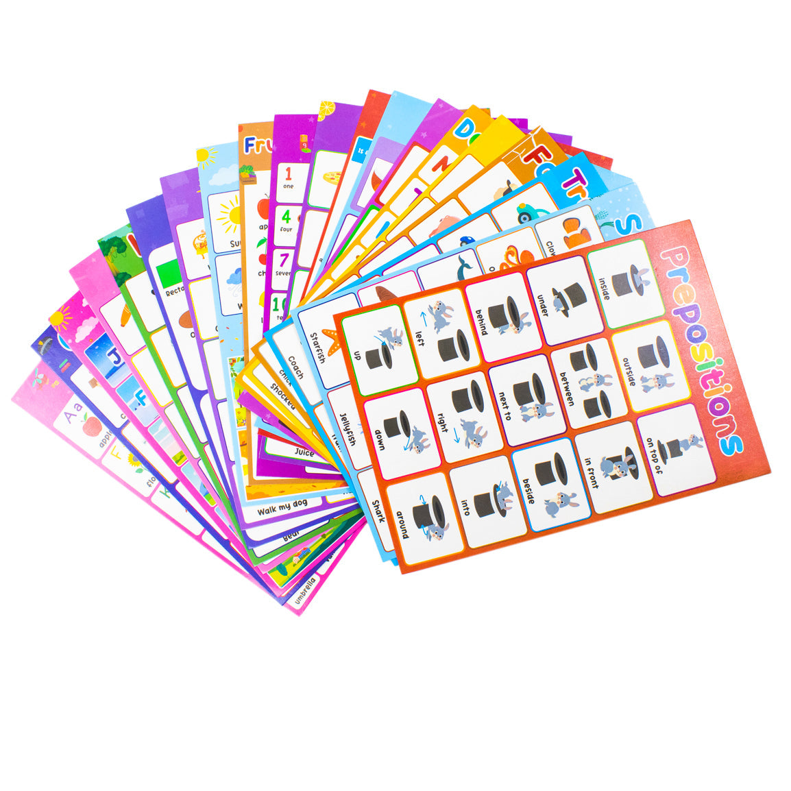 Children's Early Learning Collection 20 Poster Set - Educational Posters for Kids - Alphabets, Numbers, Shapes, Animals & More