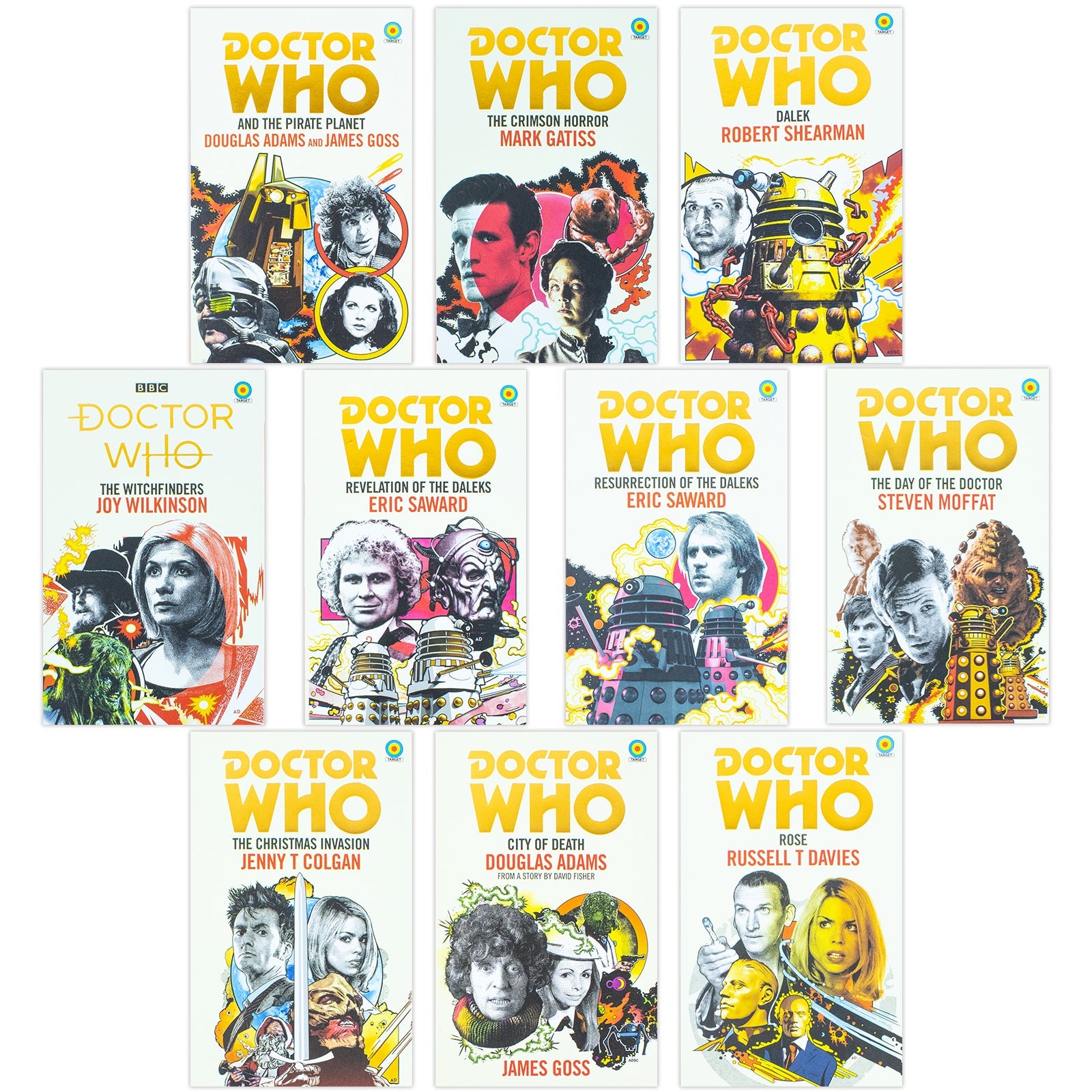 Doctor Who: Target Collection 10 Books Set by Douglas Adams (The Pirate Planet, City of Death, Crimson Horror, Day of the Doctor & More!)