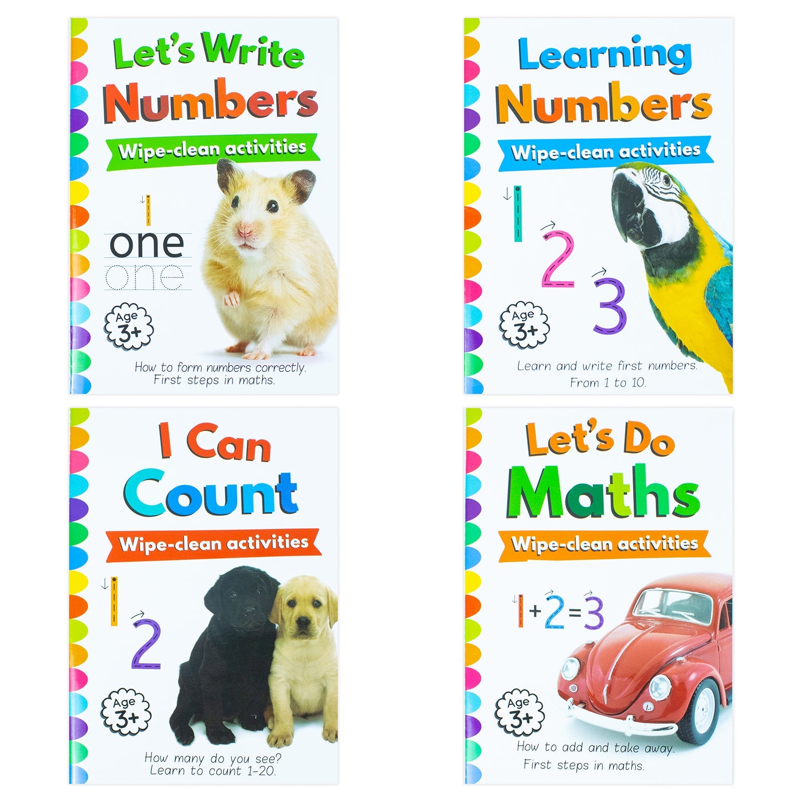 123 Let's Learn Numbers Wipe Clean 4 Books Set inc Pen