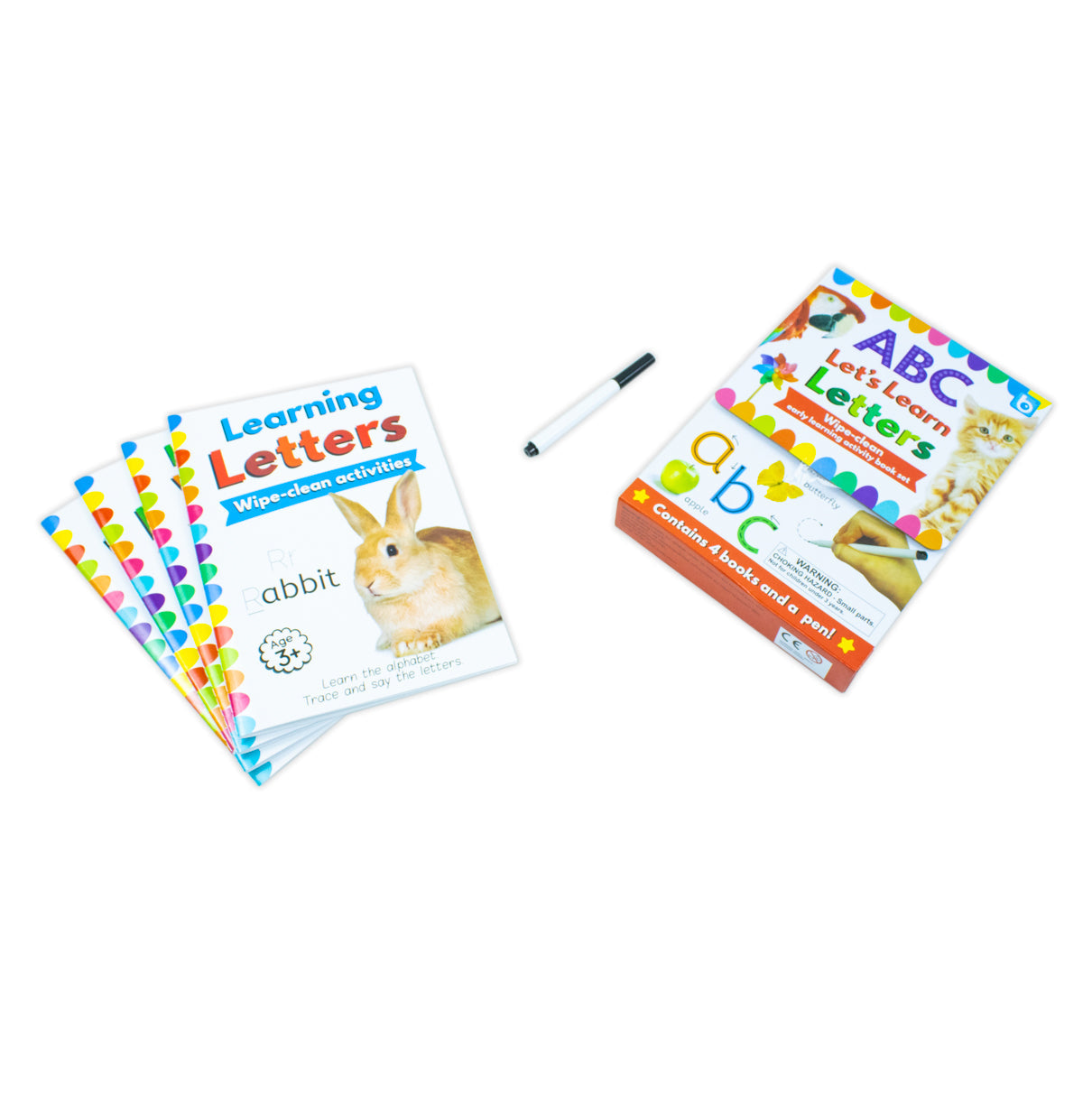 ABC Let's Learn Letters Wipe Clean Early Learning Activity 4 Book Set Inc Pen