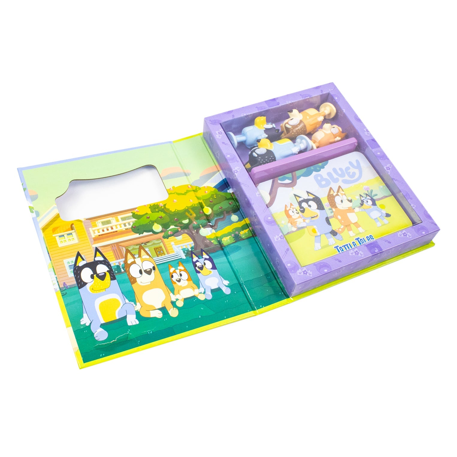 Bluey Tattle Tales Activity Book for Kids- 12-Page Illustrated Storybook with 4 figurines