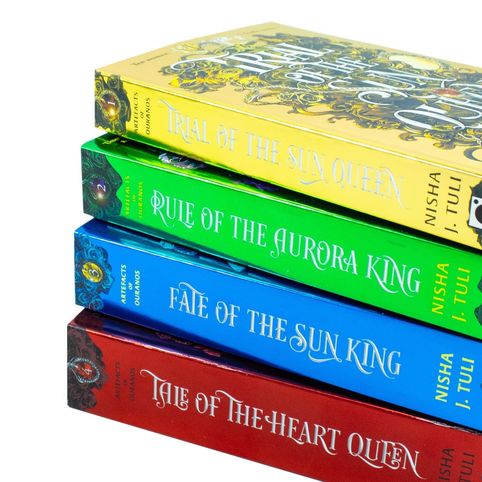 Artefacts of Ouranos Series 4 Books Collection Set By Nisha J. Tuli (Trial of the Sun Queen, Rule of the Aurora King, Fate of the Sun King and Tale of the Heart Queen)