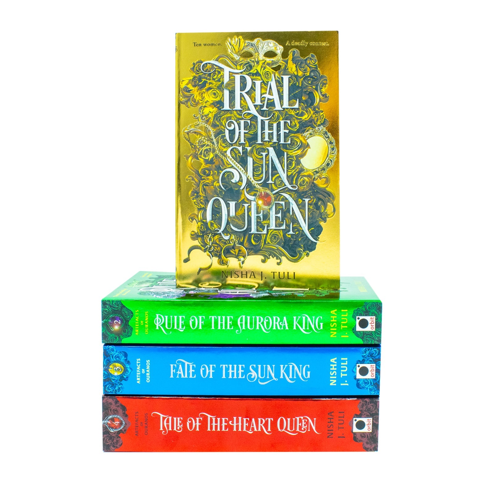 Artefacts of Ouranos Series 4 Books Collection Set By Nisha J. Tuli (Trial of the Sun Queen, Rule of the Aurora King, Fate of the Sun King and Tale of the Heart Queen)