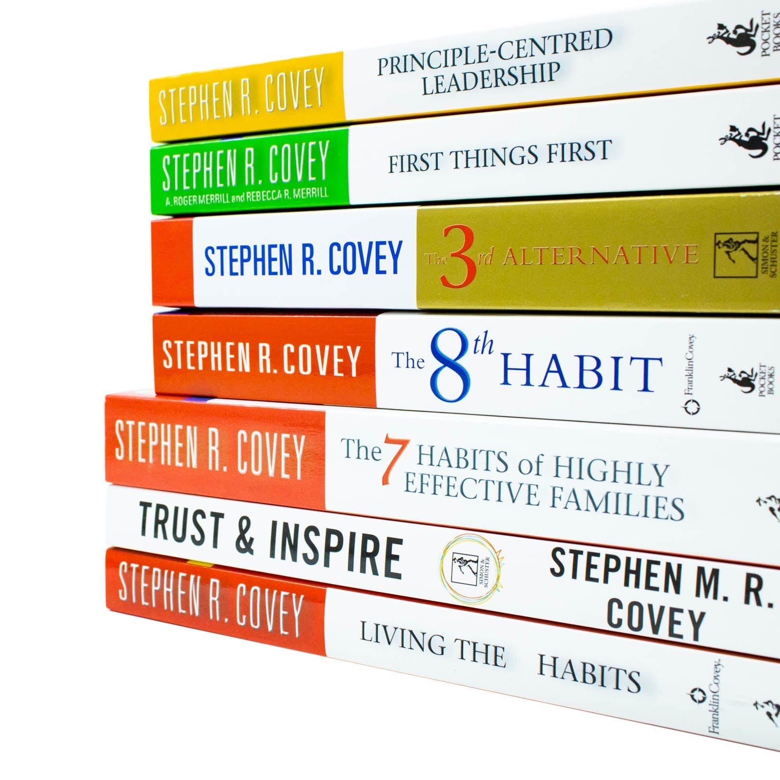 Stephen R. Covey 7 Books Collection Set (The Third Alternative, Trust & Inspire, Living the 7 habbits & Many More!)
