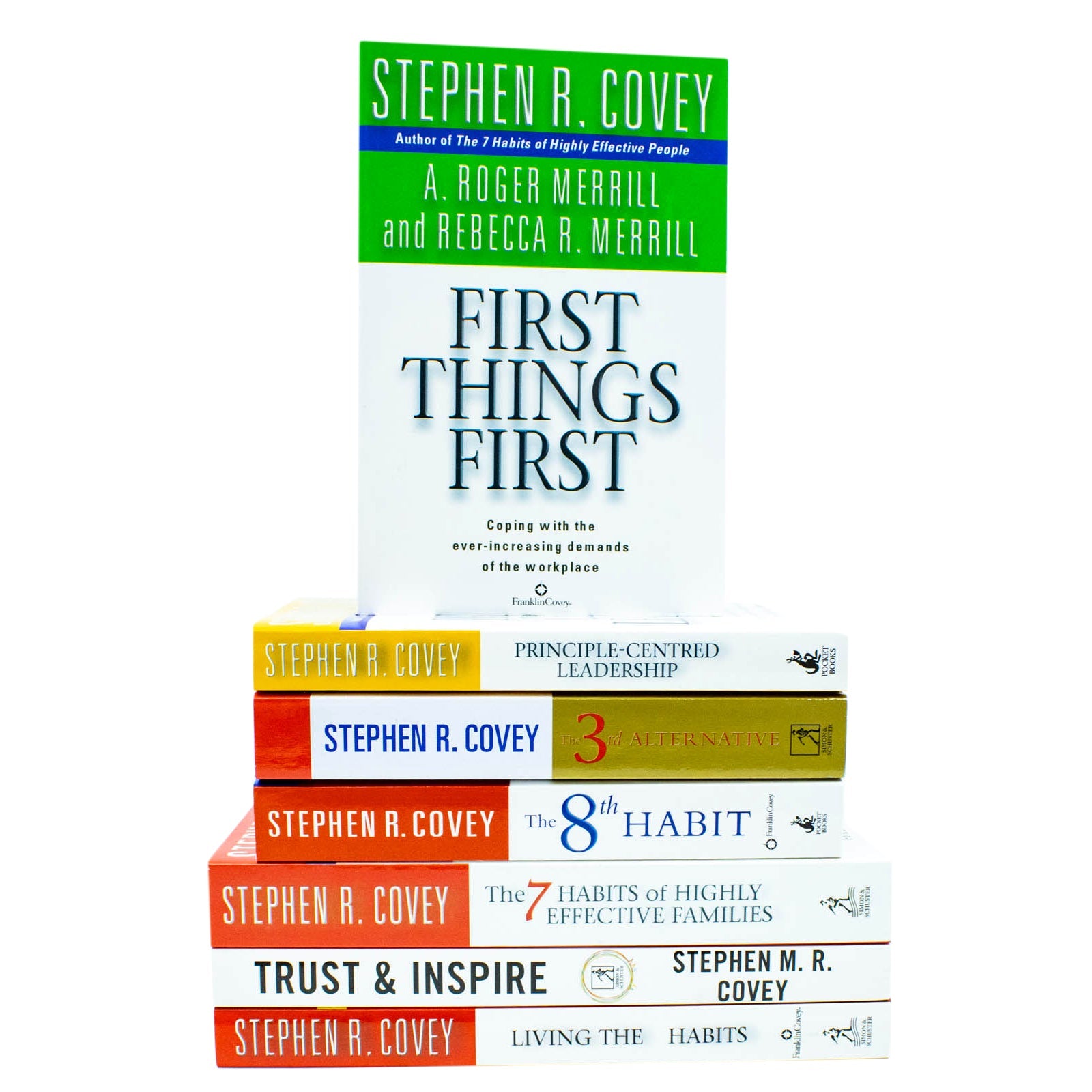 Stephen R. Covey 7 Books Collection Set (The Third Alternative, Trust & Inspire, Living the 7 habbits & Many More!)