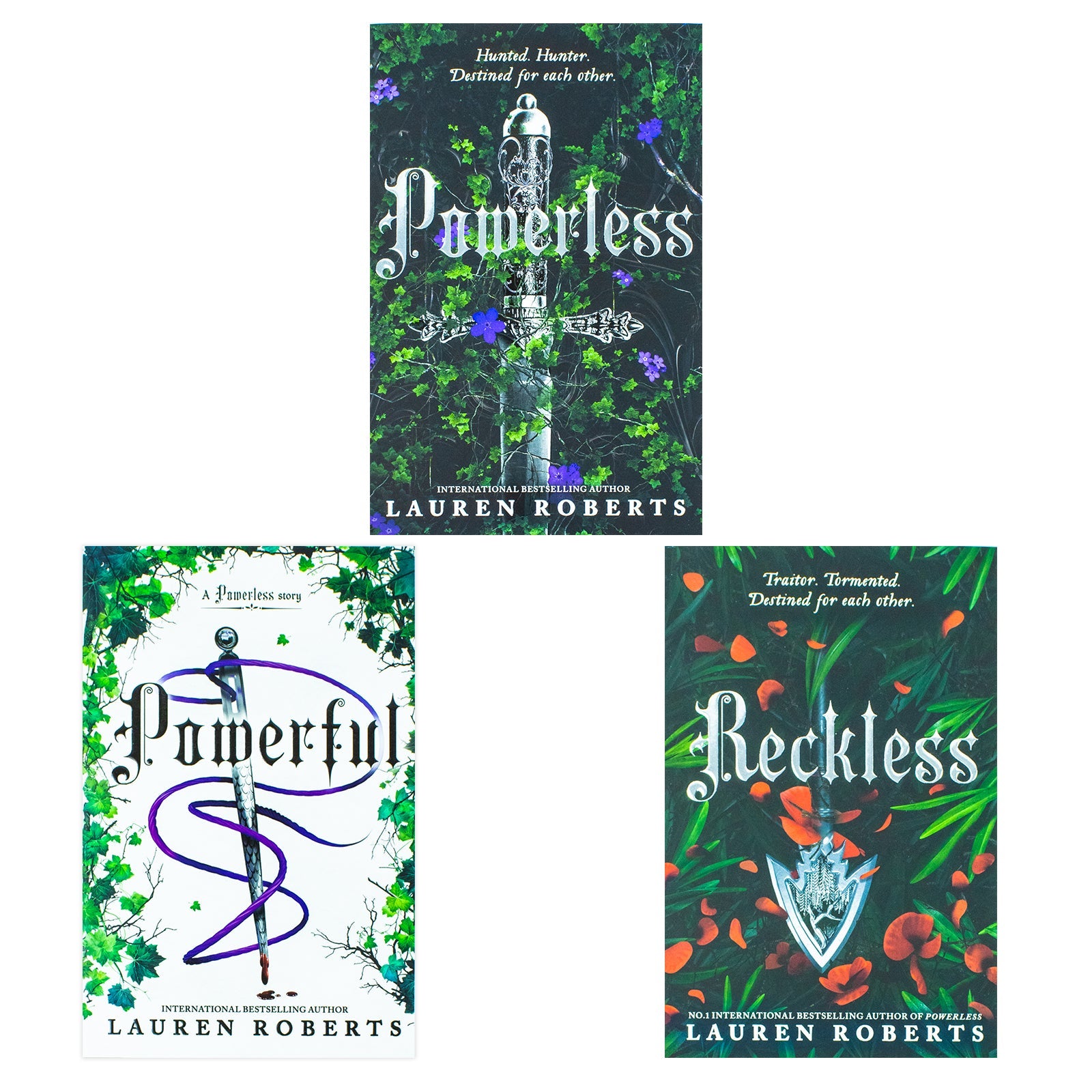 The Powerless Trilogy 3 Book Collection by Lauren Roberts | Powerless, Powerful & Reckless | Best Fantasy Romance Books Set for 12+ years