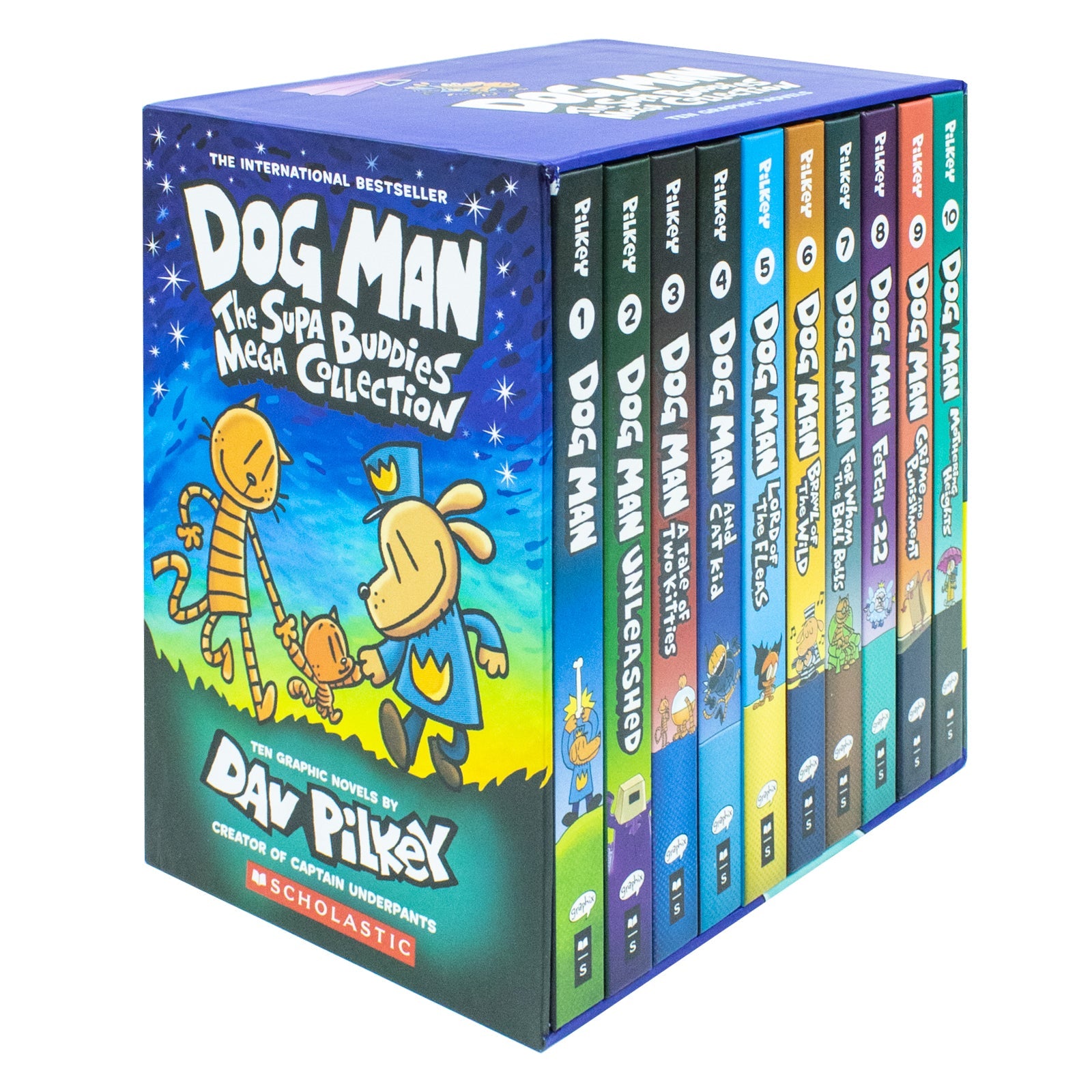 Adventures of Dog Man 10 Book Set Collection by Dav Pilkey Hardback